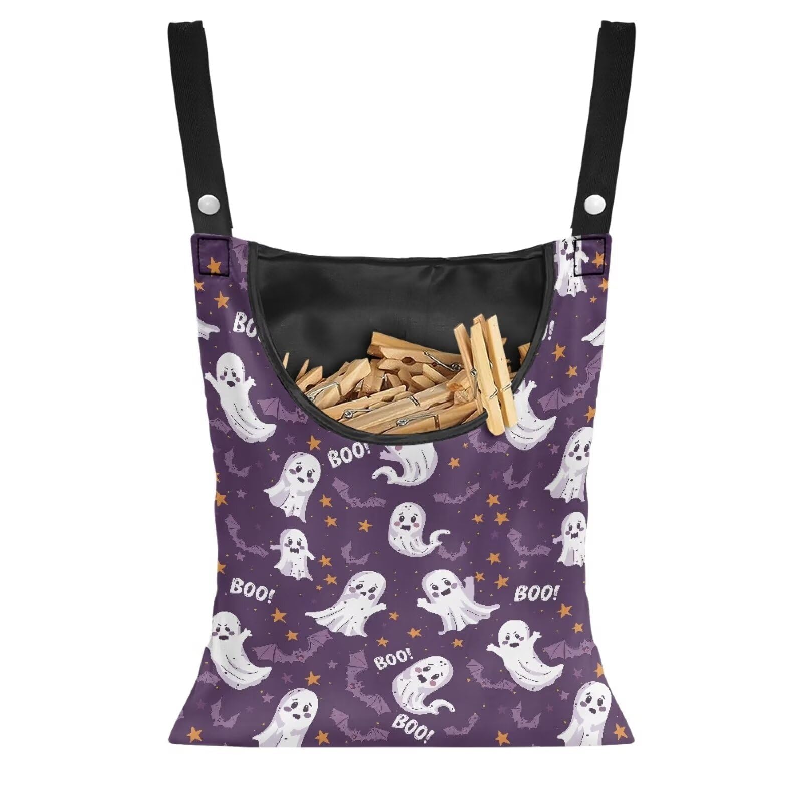 Cute Ghost Clothespin Storage Hanger Bags Laundry Clothespin Bag with a Large Opening