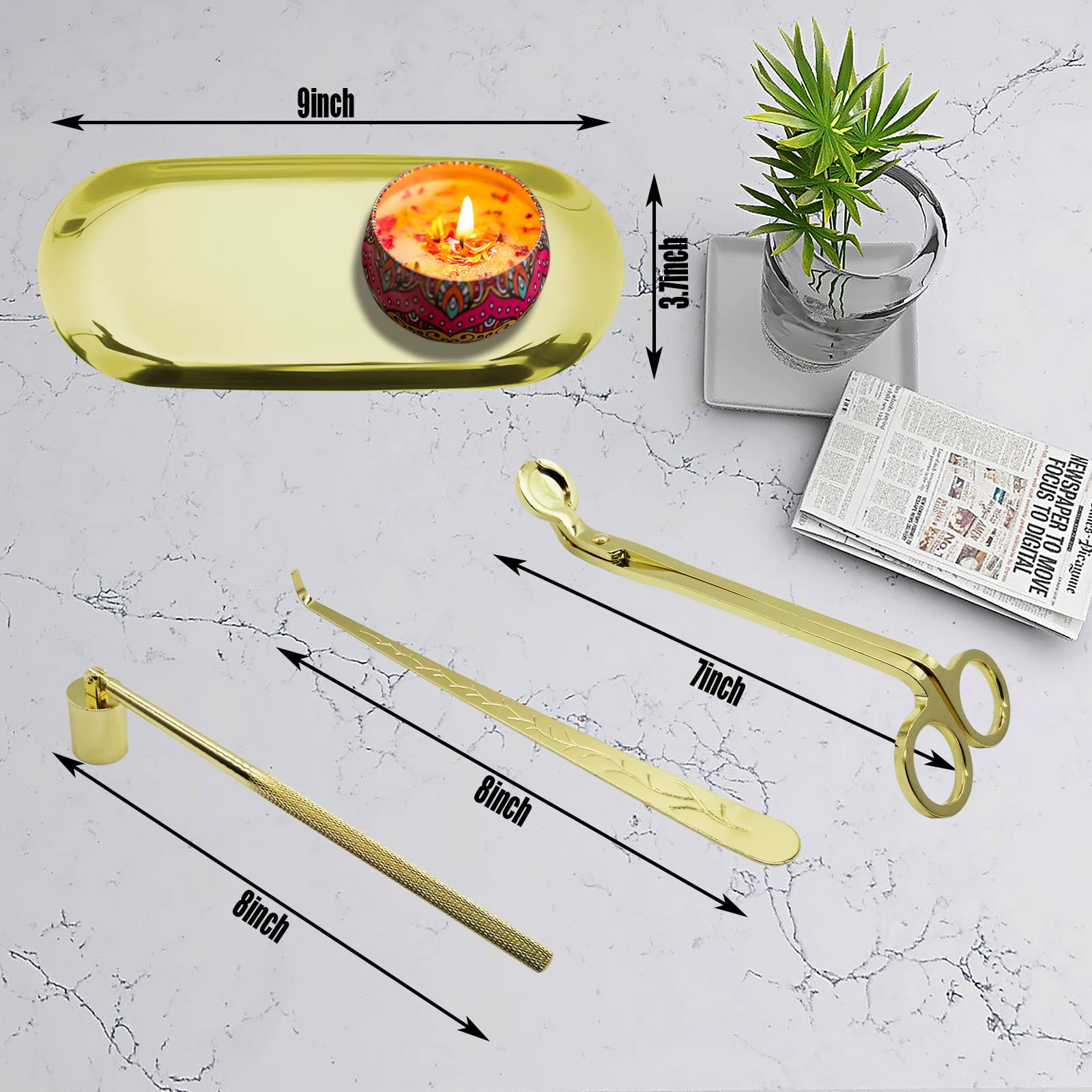 4 in1 Candle Accessory Set with Storage Tray Plate