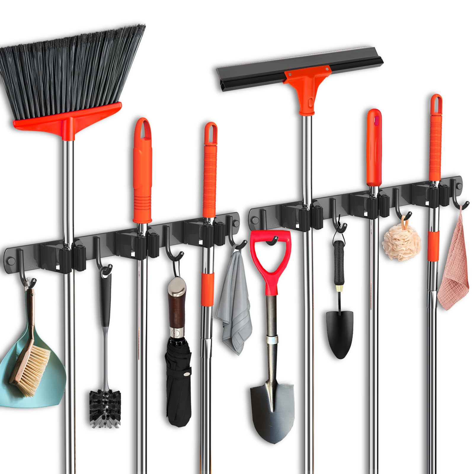 2 Pack Mop and Broom Holder Wall Mount (2 Count)