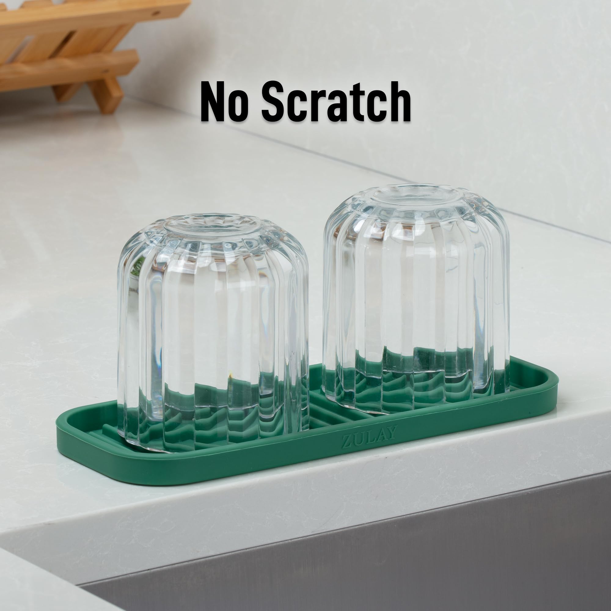 9x3.5) Silicone Sponge Holder for Kitchen Sink - Flexible Multipurpose Soap Tray - Sink Organizer for Kitchen, Bathroom, Makeup, Trinkets & More (Pine Green)