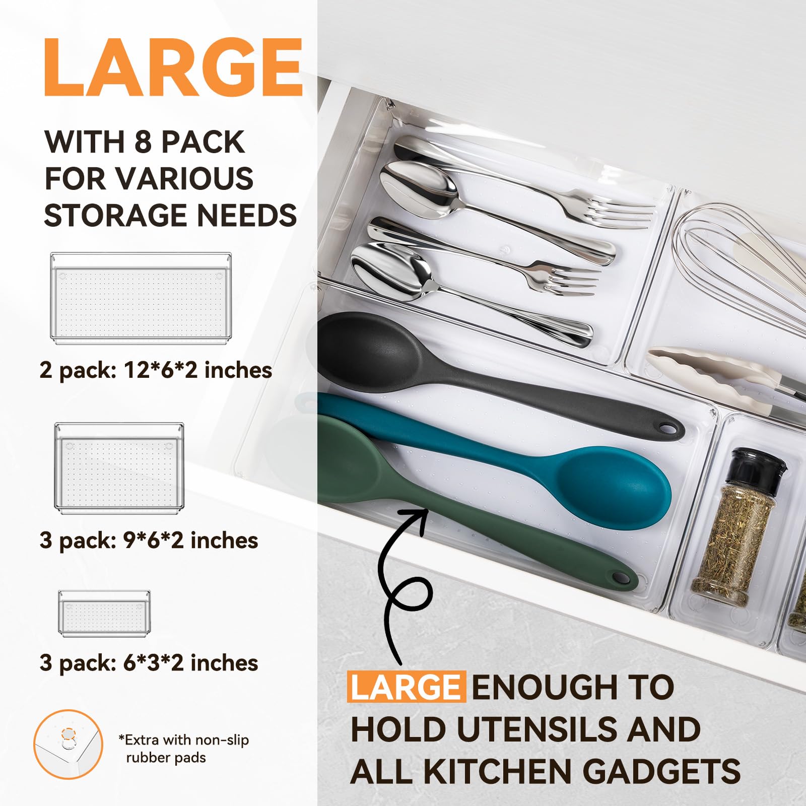 8 Pack Drawer Organizer for Kitchen Gadgets (8 Count)