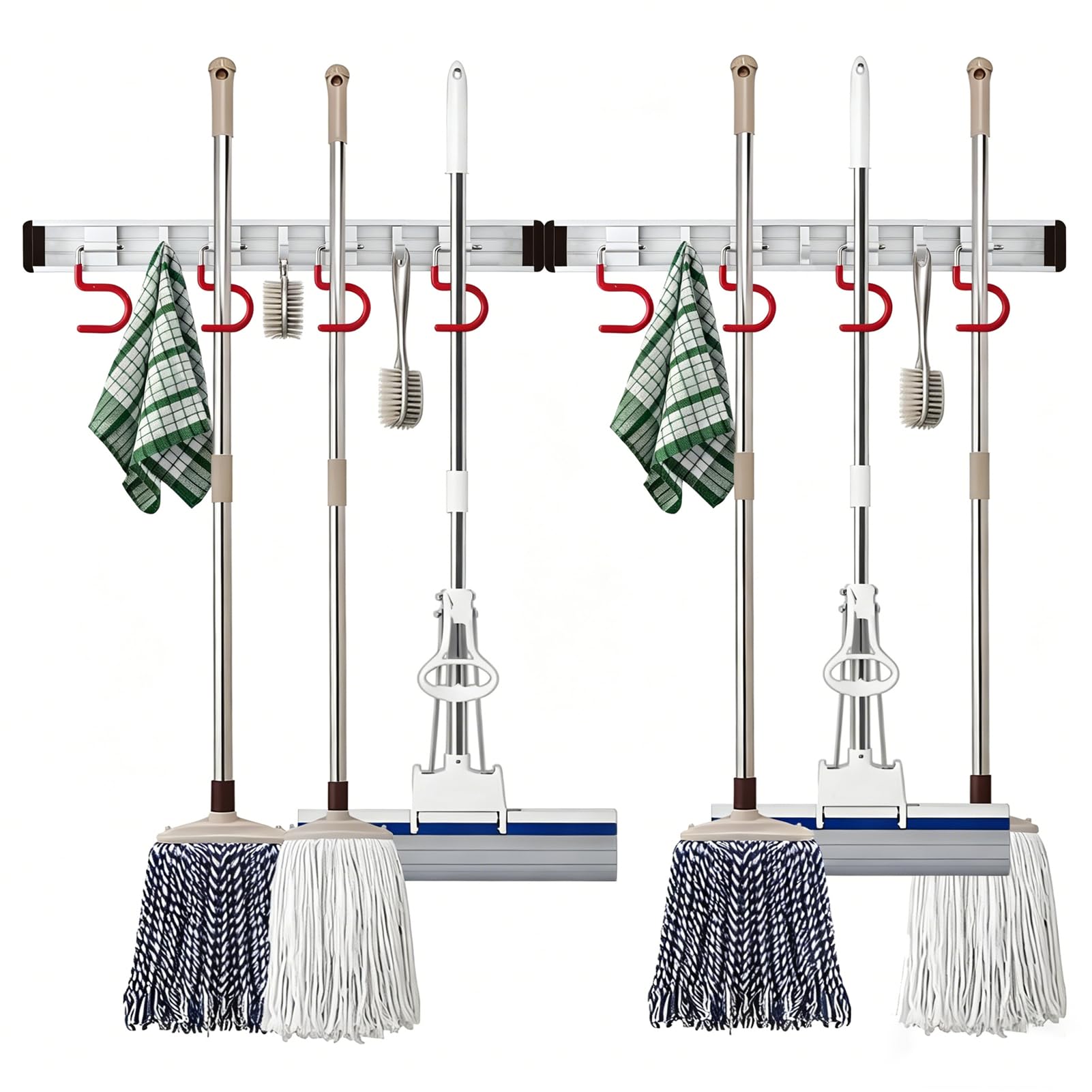 Wall Mounted Mop and Broom Holder Stainless Steel S Type Broom Rack Anti