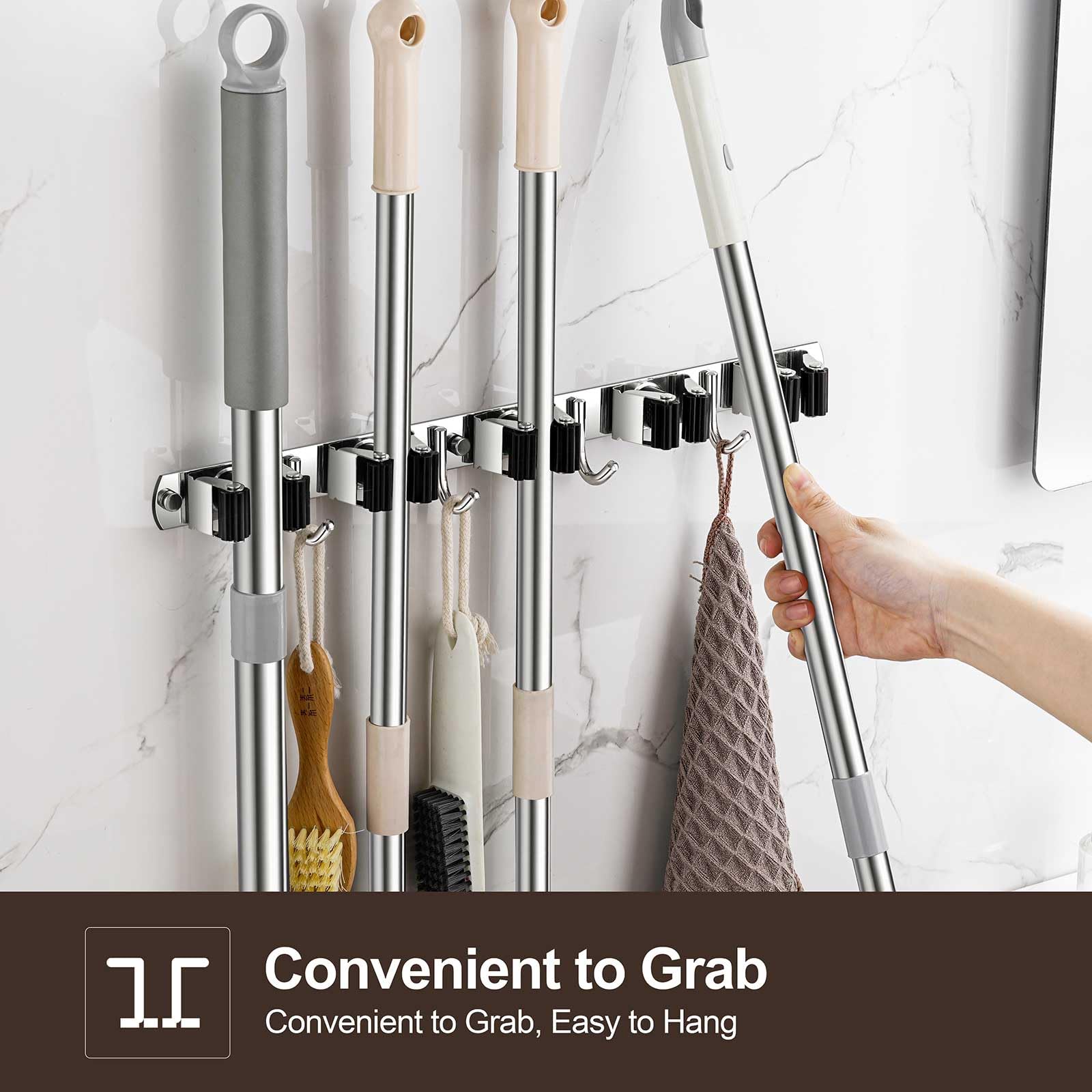 2 Pack Broom Holder Wall Mount (2 Count)