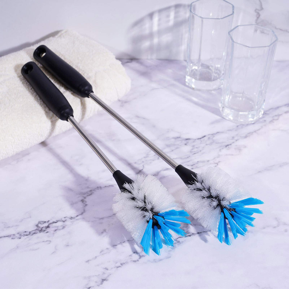 Stainless Steel Bottle Brush with Replaceable Head (2 Count) - ModHome Supplies
