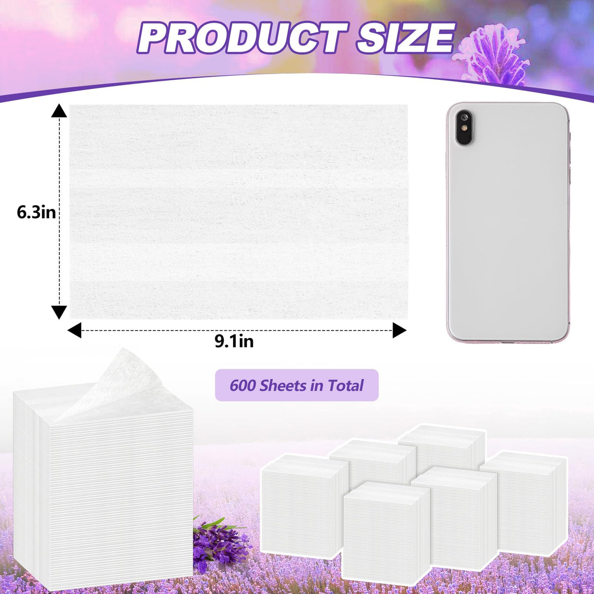 600 Count Dryer Sheets Bulk Fabric Softener Lavender Scent Dryer Sheets Naturally Softens and Removes Static Cling