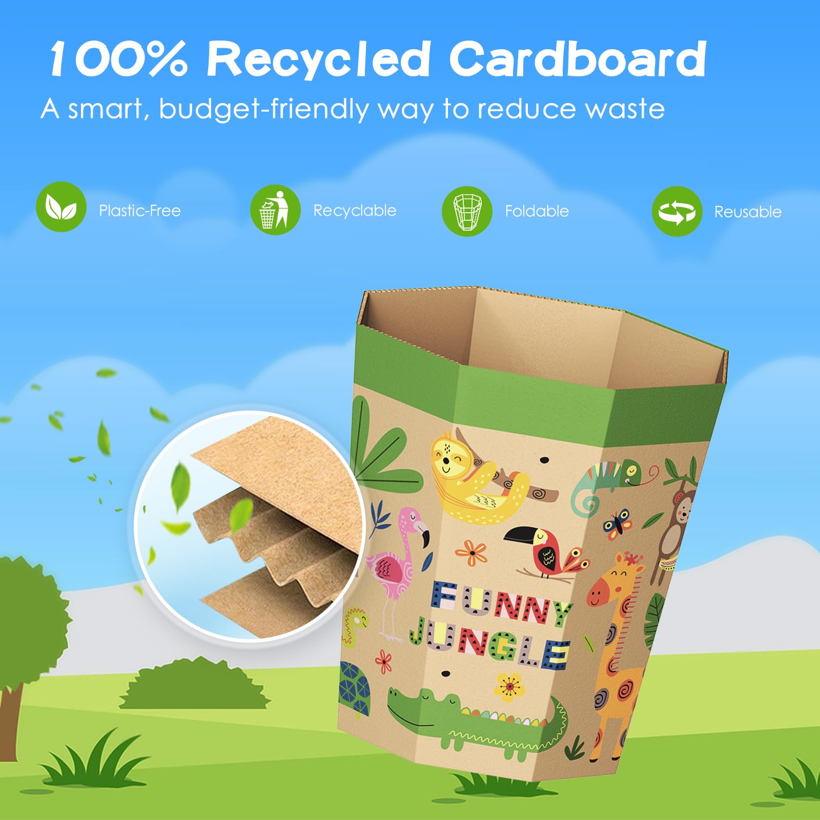 6 Pack Cardboard Trash Can