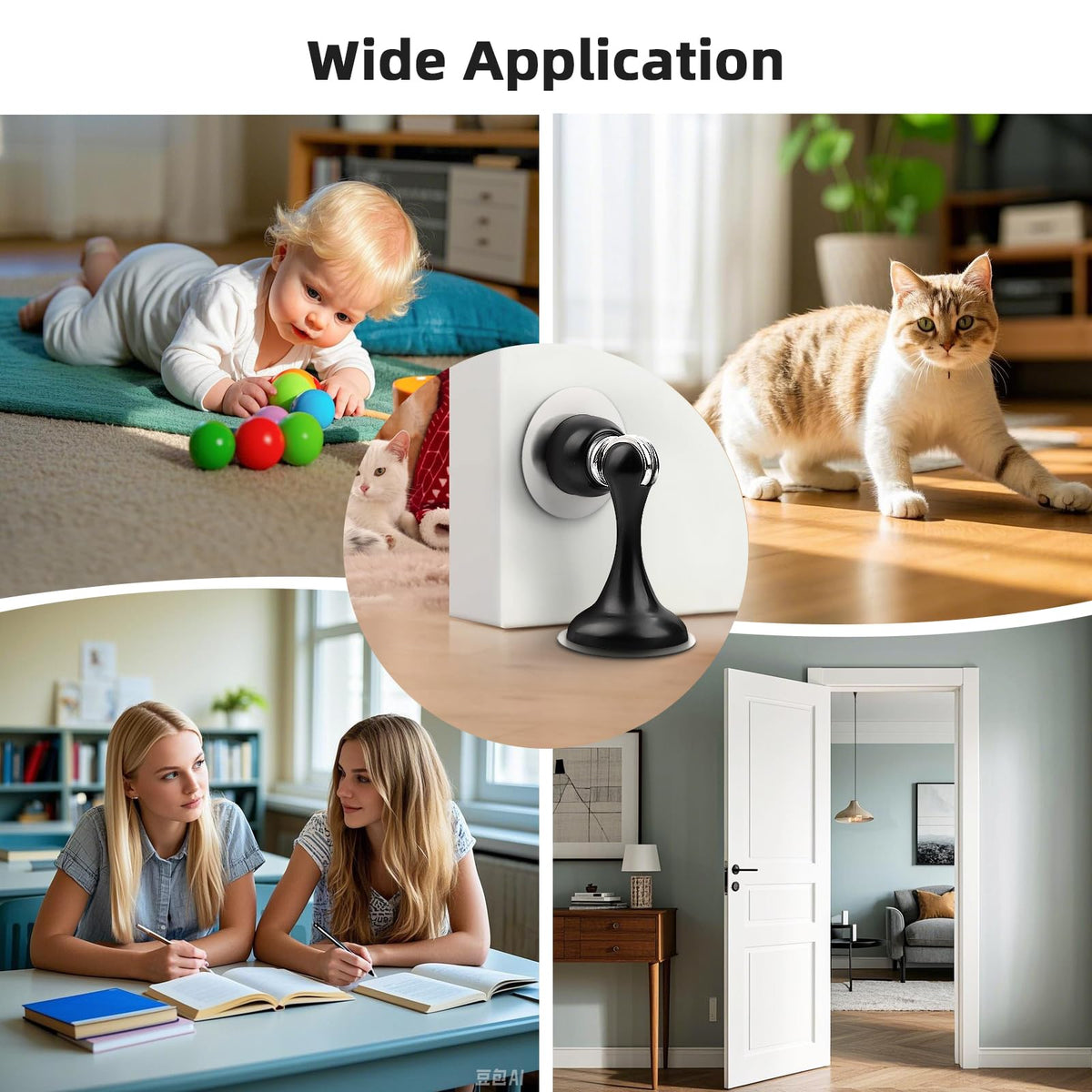 Black Magnetic Door Stoppers for Bottom of Door