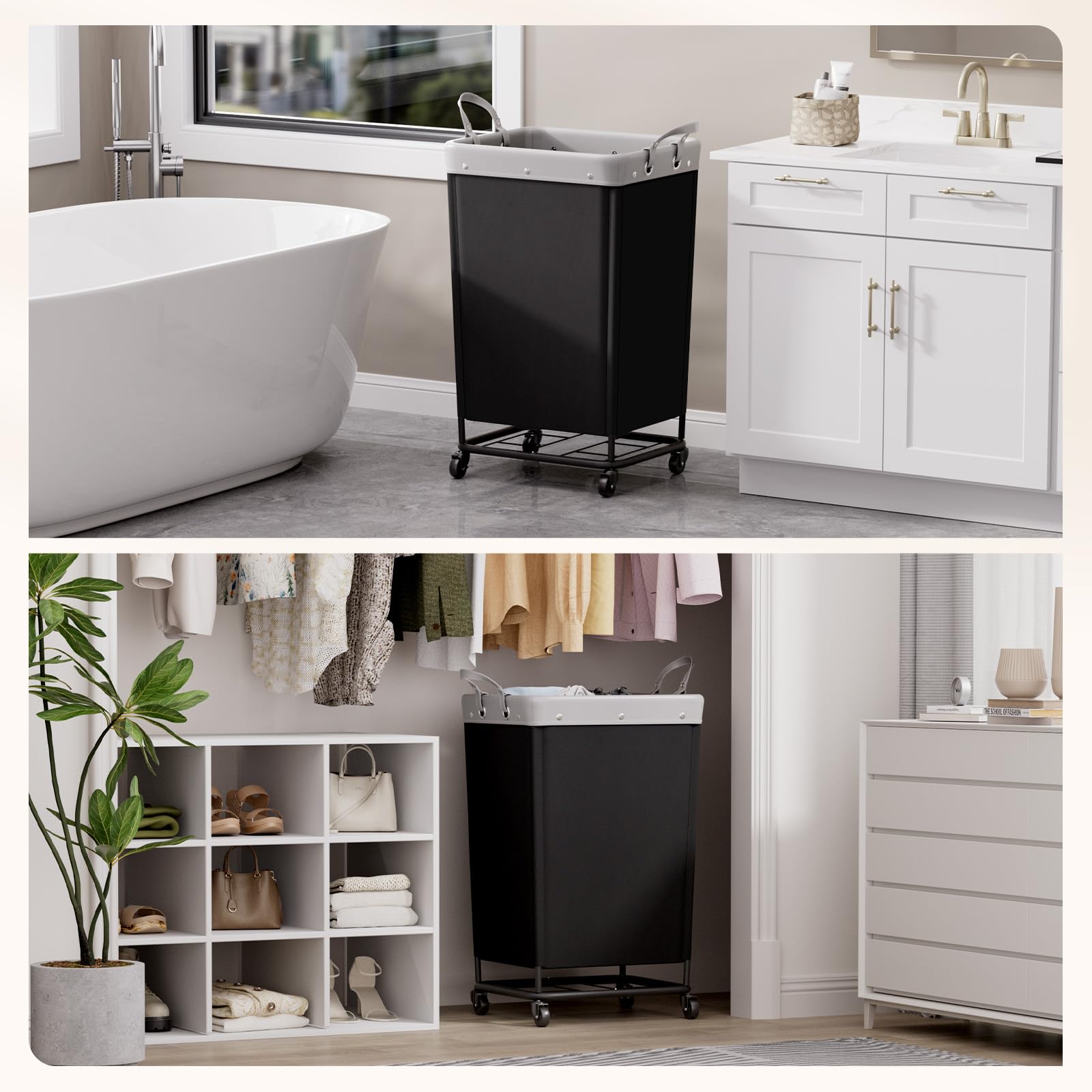 165L Heavy Duty Laundry Basket with Wheels and Handles