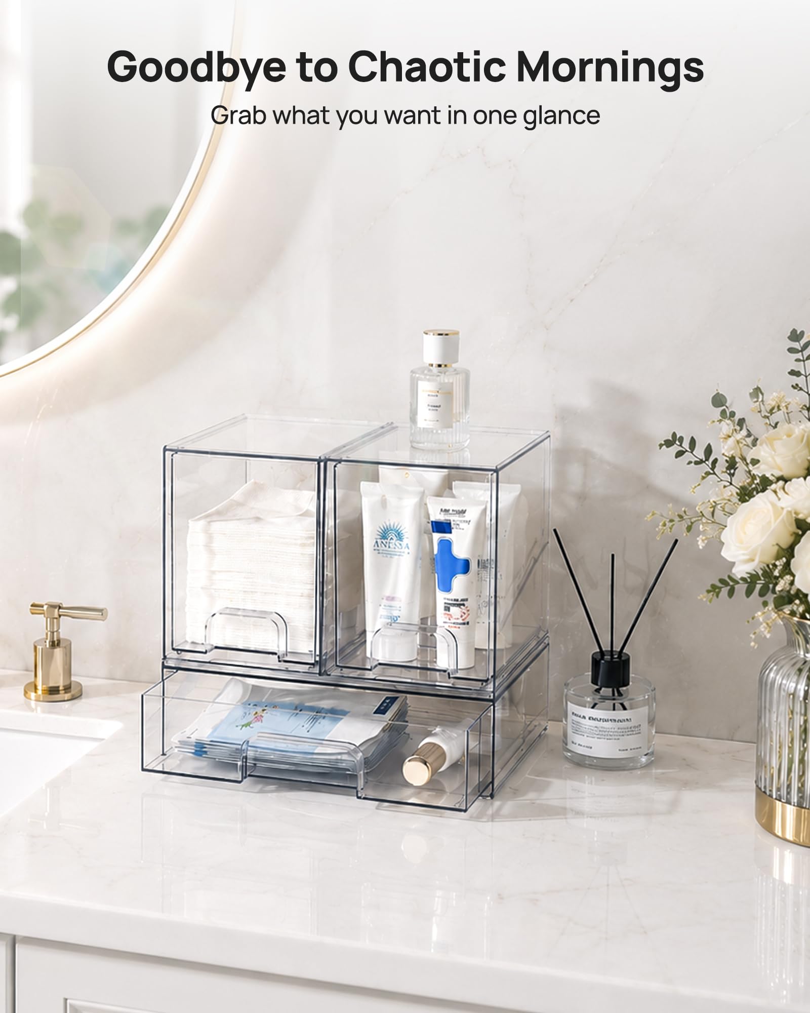 Clear Stackable Storage Drawers Set of 3 (3 Count)
