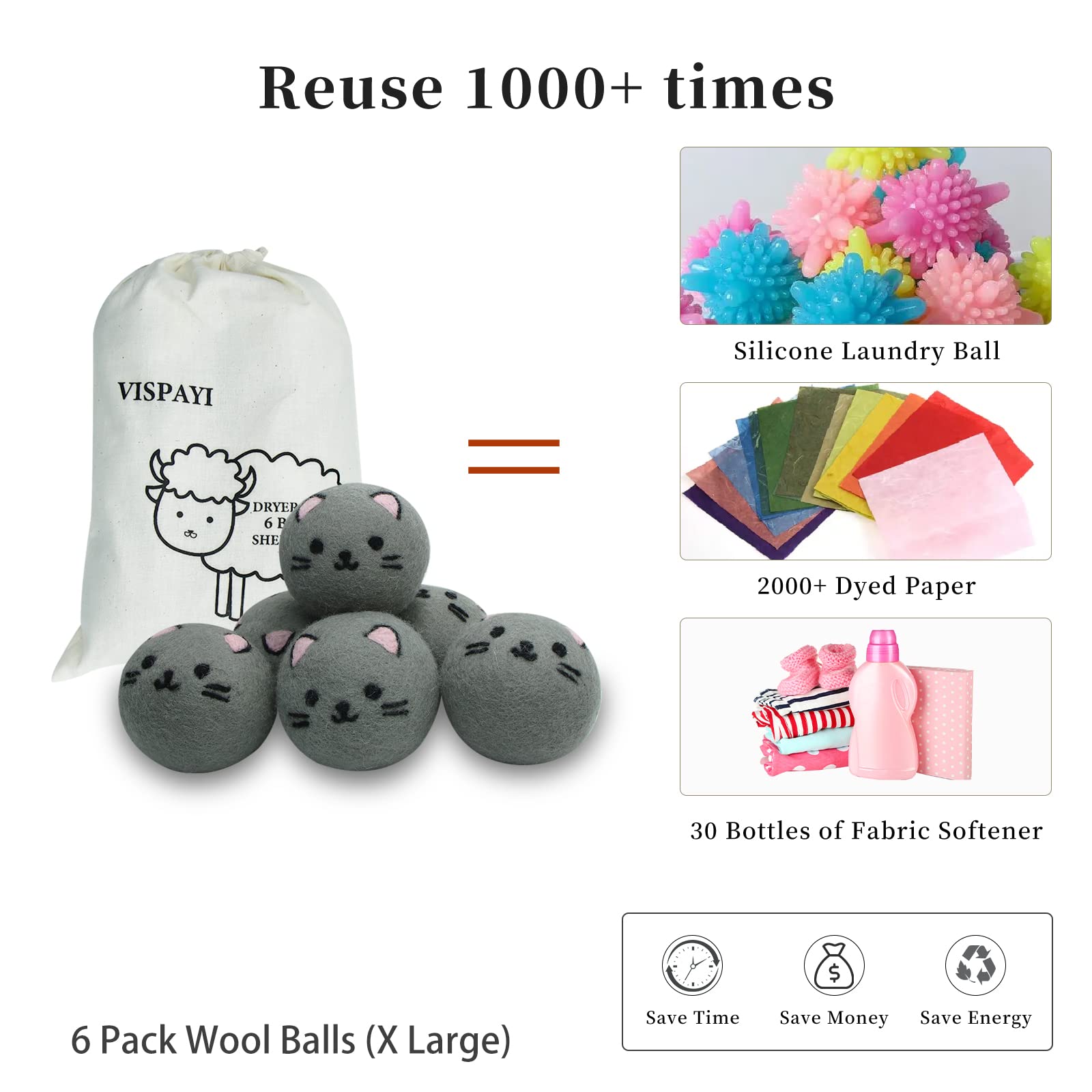 Dryer Balls Laundry Reusable (3 Count)