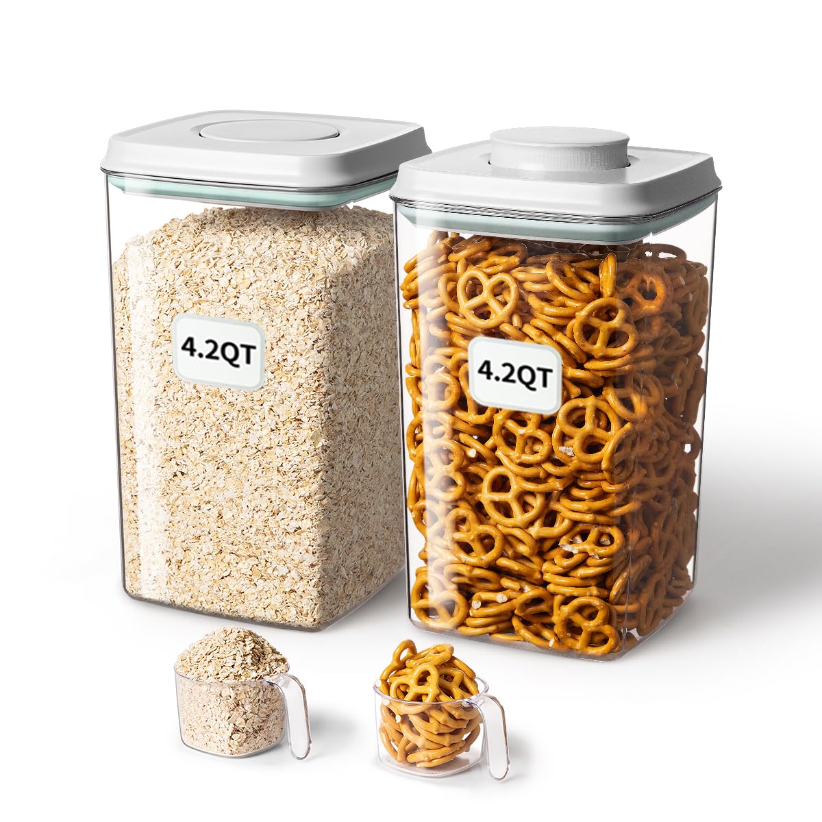 Airtight Food Storage Container with Pop Lid & 130ml Scoop (2 Count)