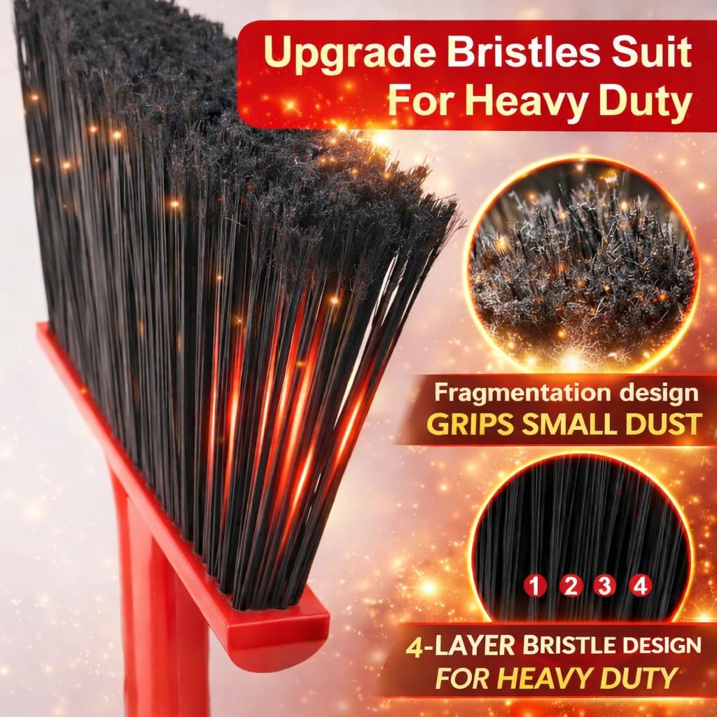 Heavy Duty Angle Broom with 58″ Long Handle