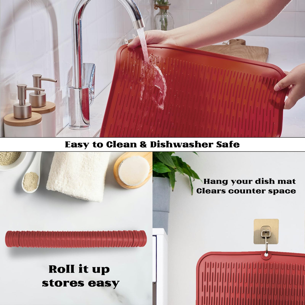 Oversized Silicone Dish Drying Mat for Kitchen