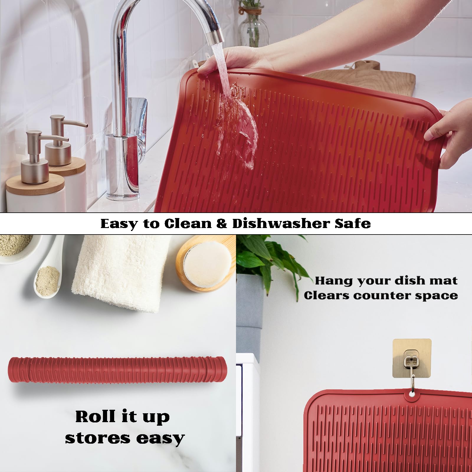 Oversized Silicone Dish Drying Mat for Kitchen