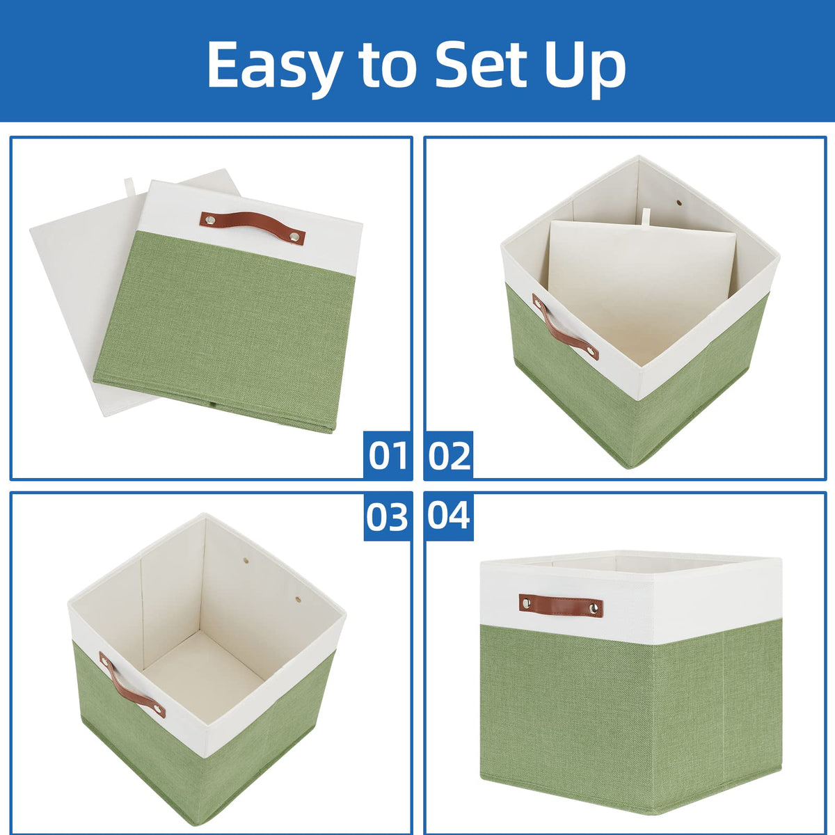13 Inch Cube Storage Bin 4 Pack Fabric Storage Cubes Fabric Storage Bin for Shelf (4 Count)