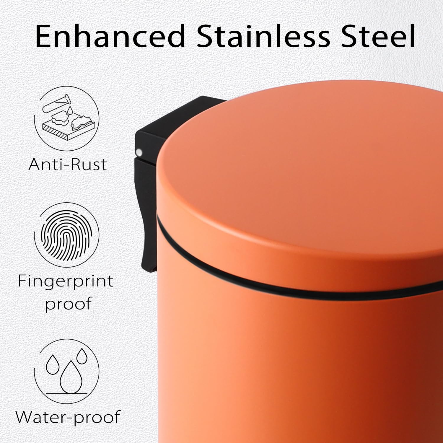 Small Bathroom Trash Can with Lid Soft Close