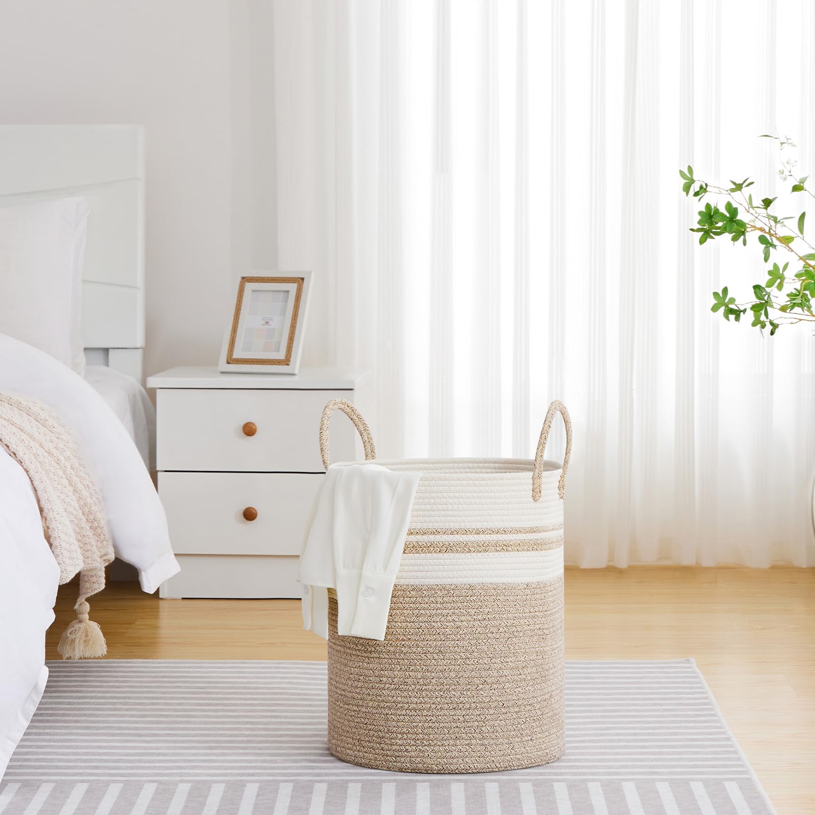 53L Tall Woven Laundry Basket Hamper