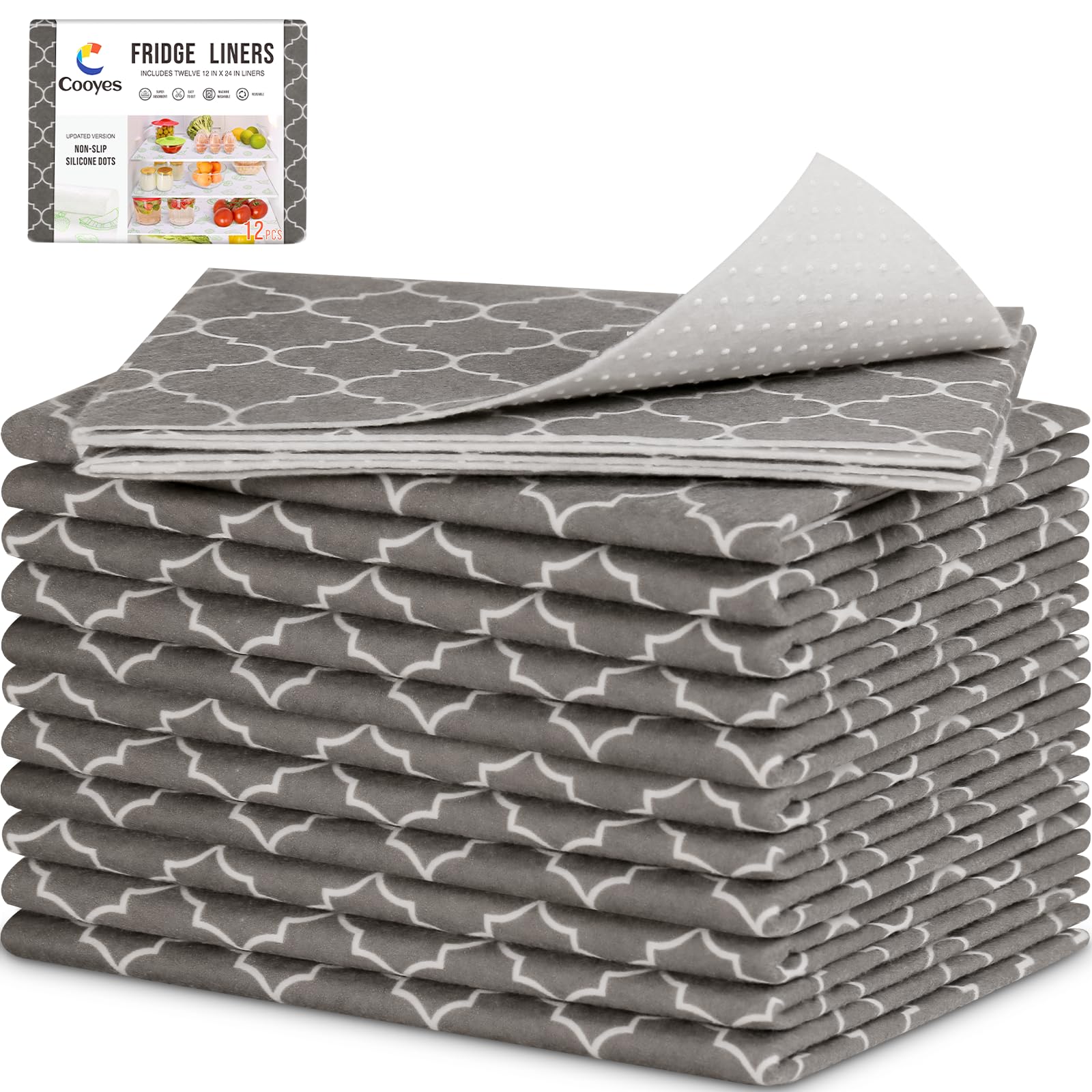 2 in 1 Refrigerator Liners & Fresh mats for Fridge Drawer and Glass Shelves (24 Sq Ft)