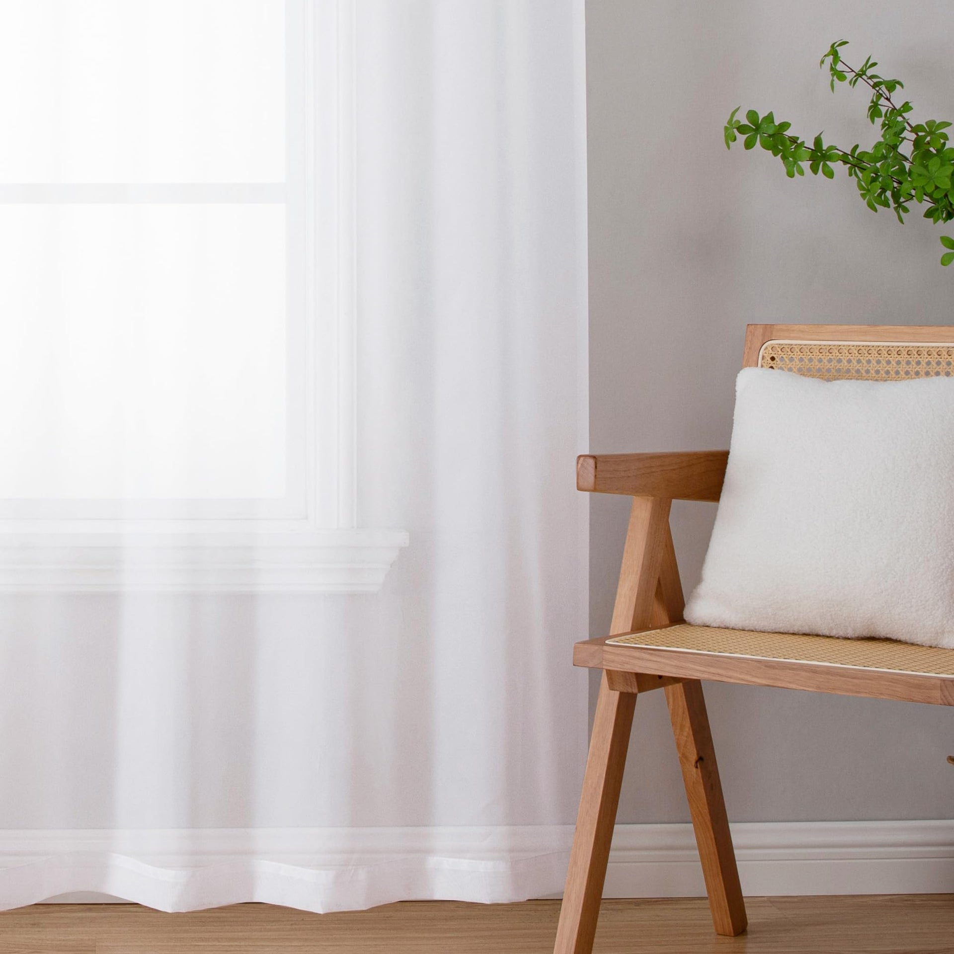 White Sheer Curtains 45 Inch Long 2 Panels