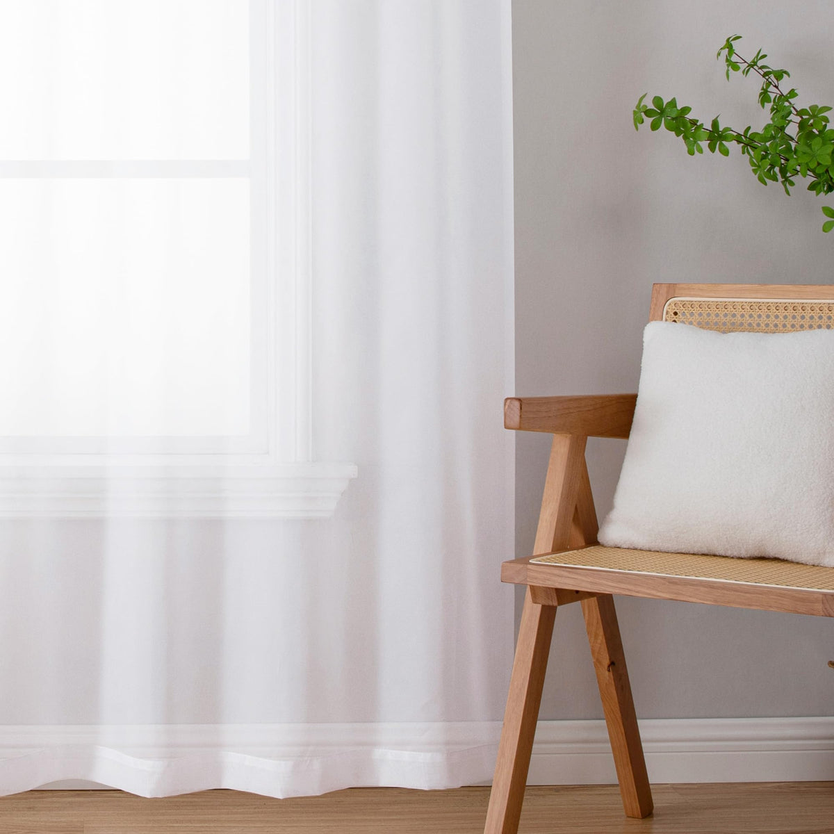 White Sheer Curtains 45 Inch Long 2 Panels