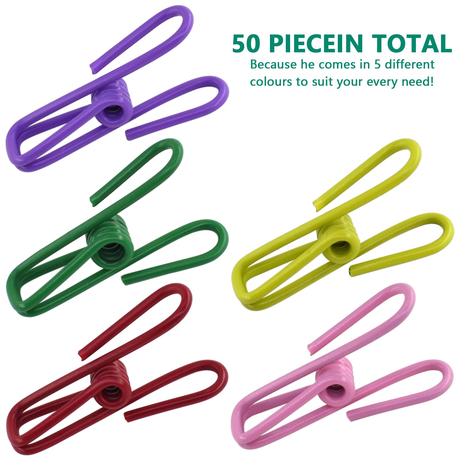 50 Packs Steel Wire Clips Vinyl Plastic Coated Multi (50 Count)