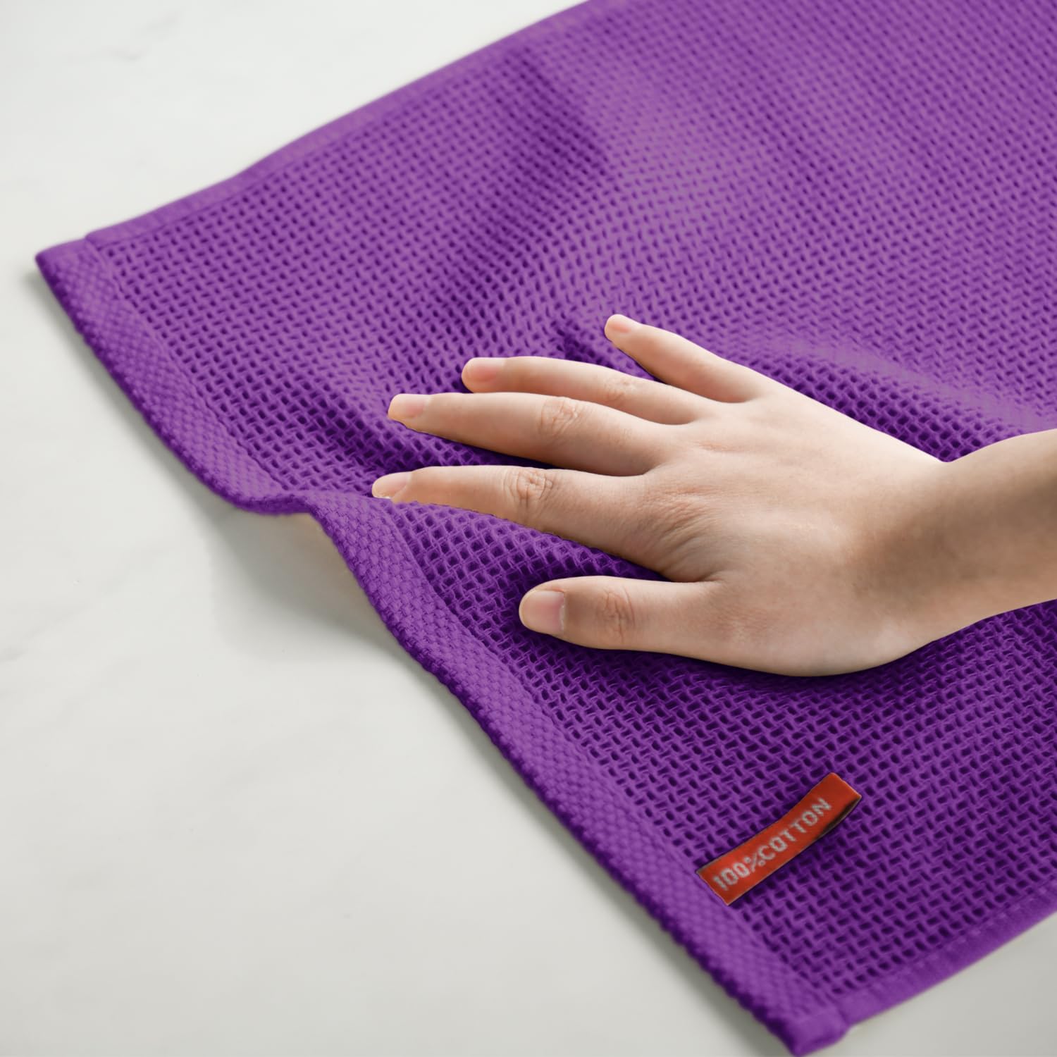 100% Cotton Purple Waffle Weave Kitchen Dish Cloths (4 Count)