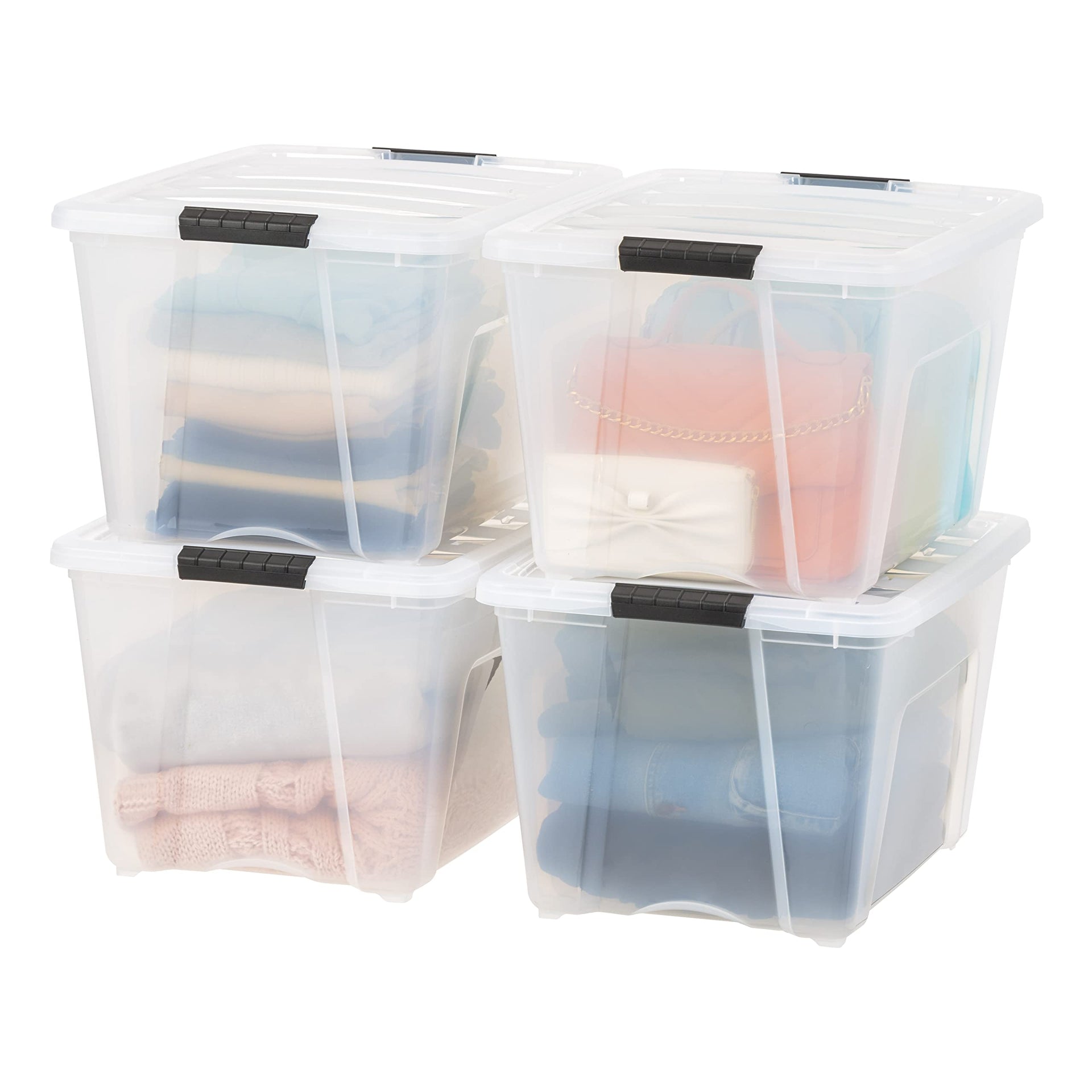 4 Pack 54 Quart Storage Bins with Lids (4 Count)