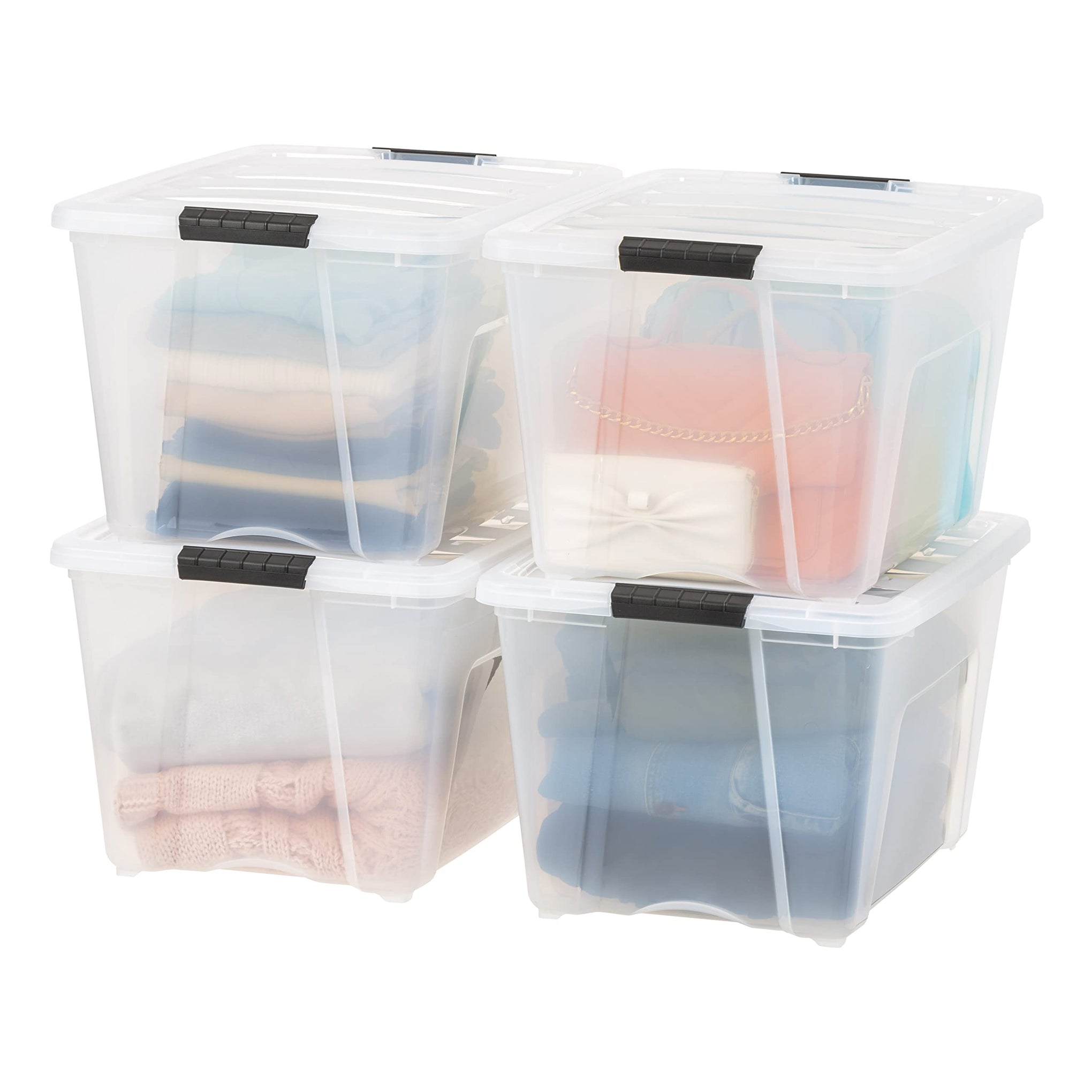 4 Pack 54 Quart Storage Bins with Lids (4 Count)