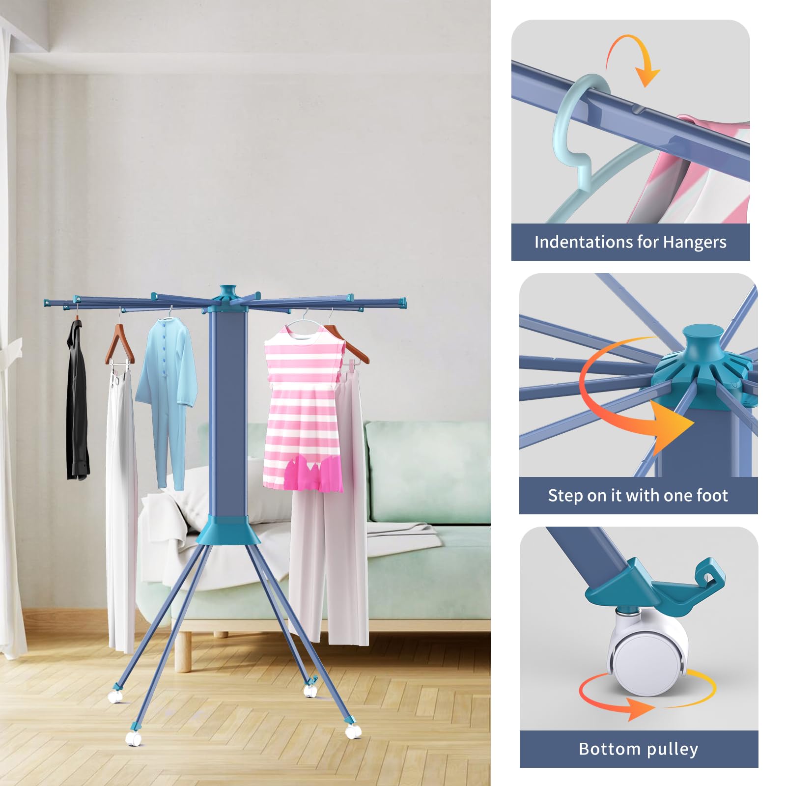 Clothes Drying Rack Foldable & Collapsible Drying Racks with 4