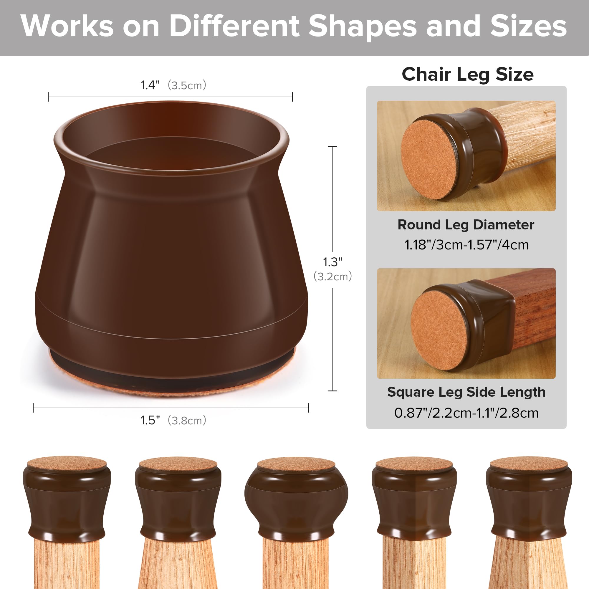 24PCS Upgraded Silicone Chair Leg Floor Protectors for Hardwood Floors (24 Count)