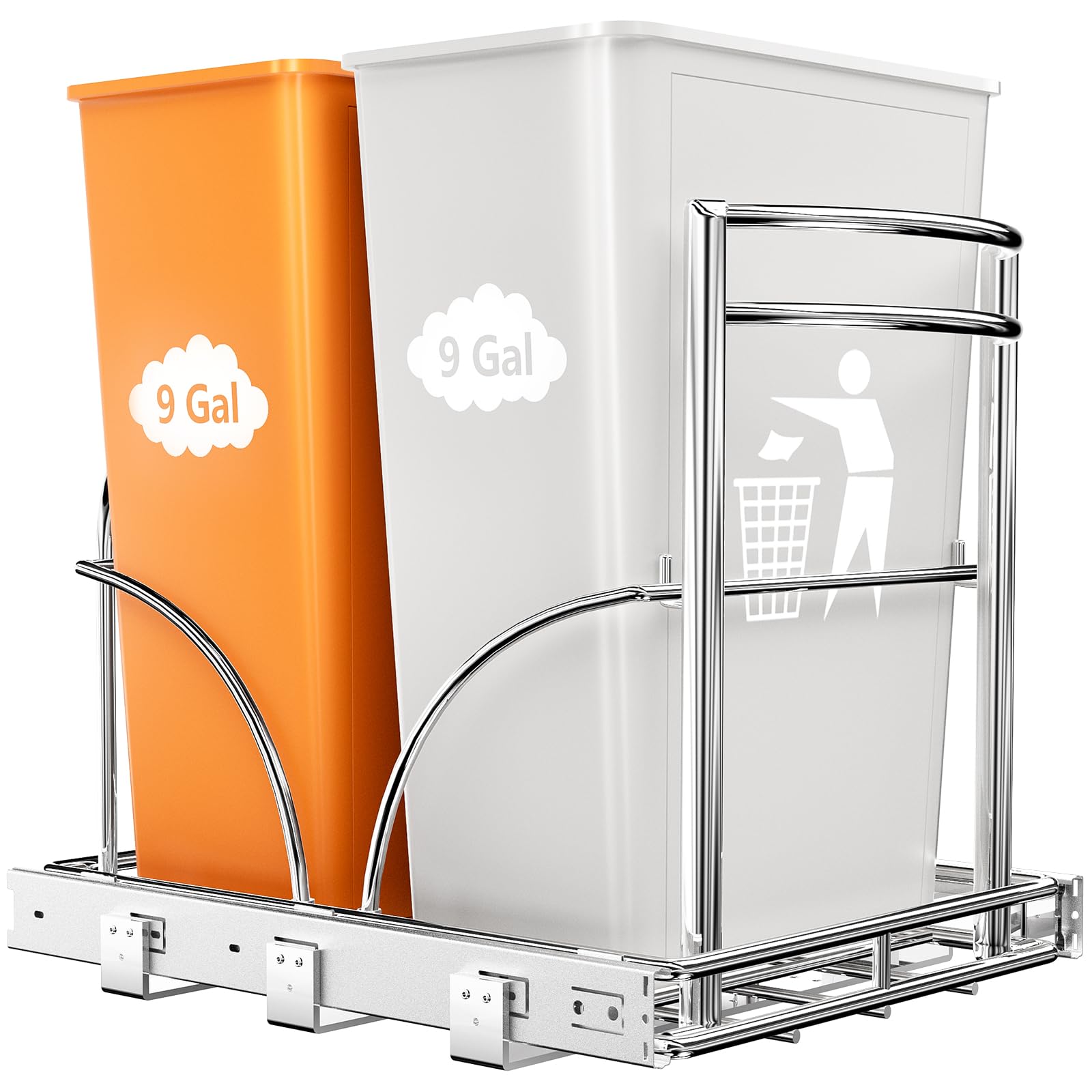 Dual Pull Out Trash Can Under Cabinet Rack