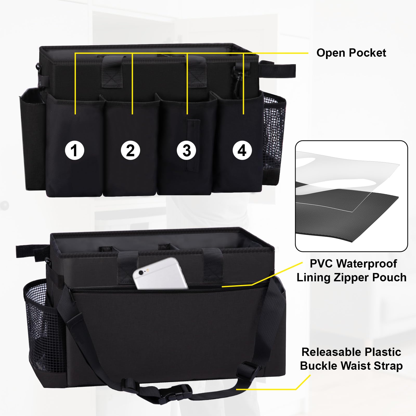 Wearable Large Cleaning Caddy Bag for Housekeepers