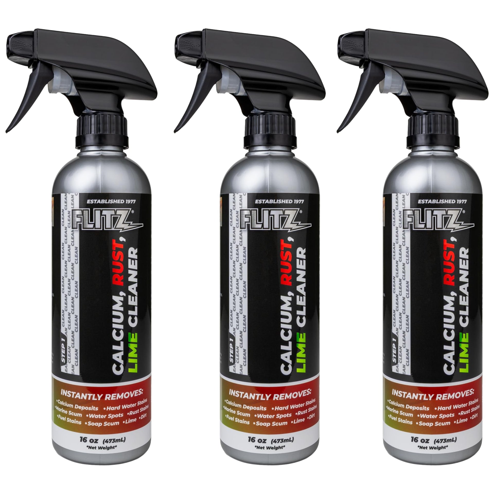 Calcium, Rust, & Lime Remover - 16oz Bottle of USA-Made Limescale Remover for Toilets, Showers, and More - Powerful Spray that Instantly Eliminates Tarnish, Grease, and Other Grime (3 Pack) (48 Fl Oz)
