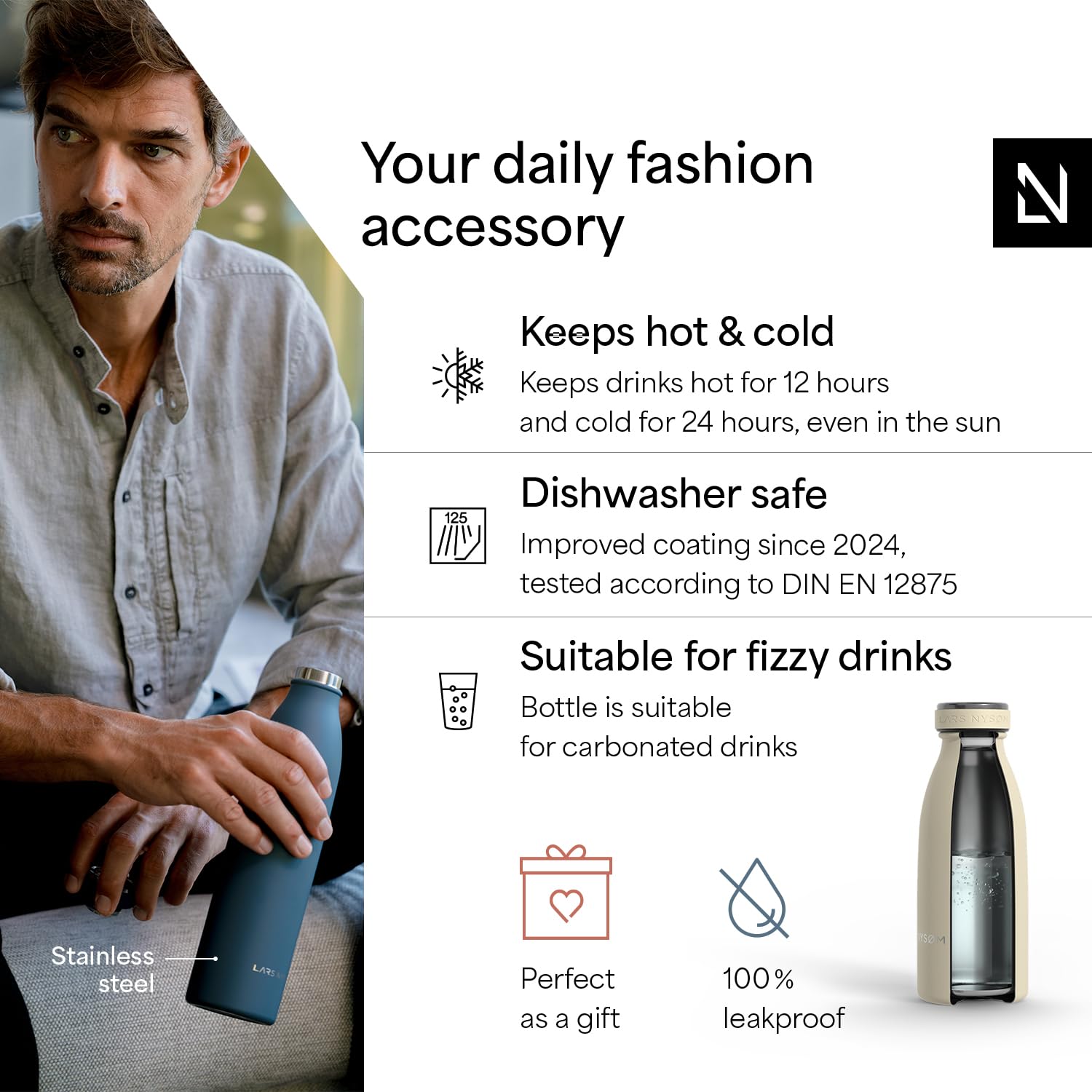 Stainless Steel Insulated Water Bottle 12oz 17oz 25oz 34oz 51oz