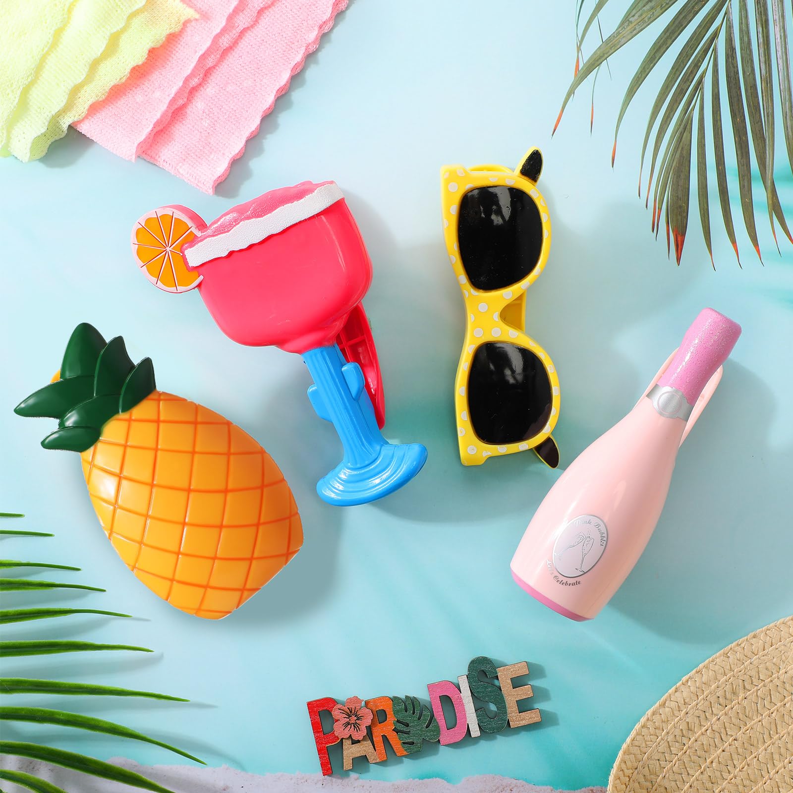 8 Pcs Beach Towel Clips Beach Chair Pool Clips for Chairs Plastic Windproof Holder Funny Decorative Clothespins for Patio Accessories Summer