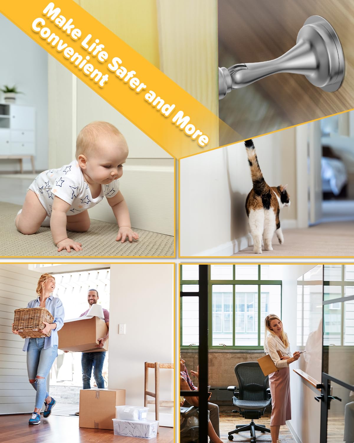 Door Stops for Bottom of Door Magnetic Door Catch Wall Mount 1 Pack Silver