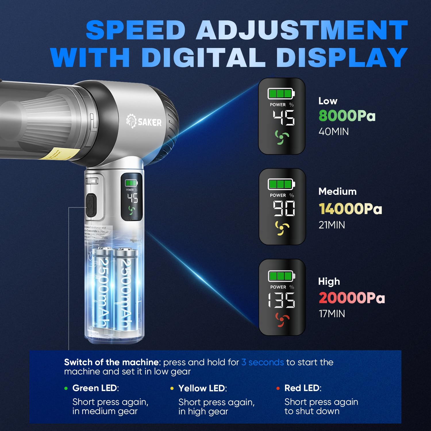 4 in1 Handheld Car Vacuum Portable Cordless 20000Pa HL157 Silver