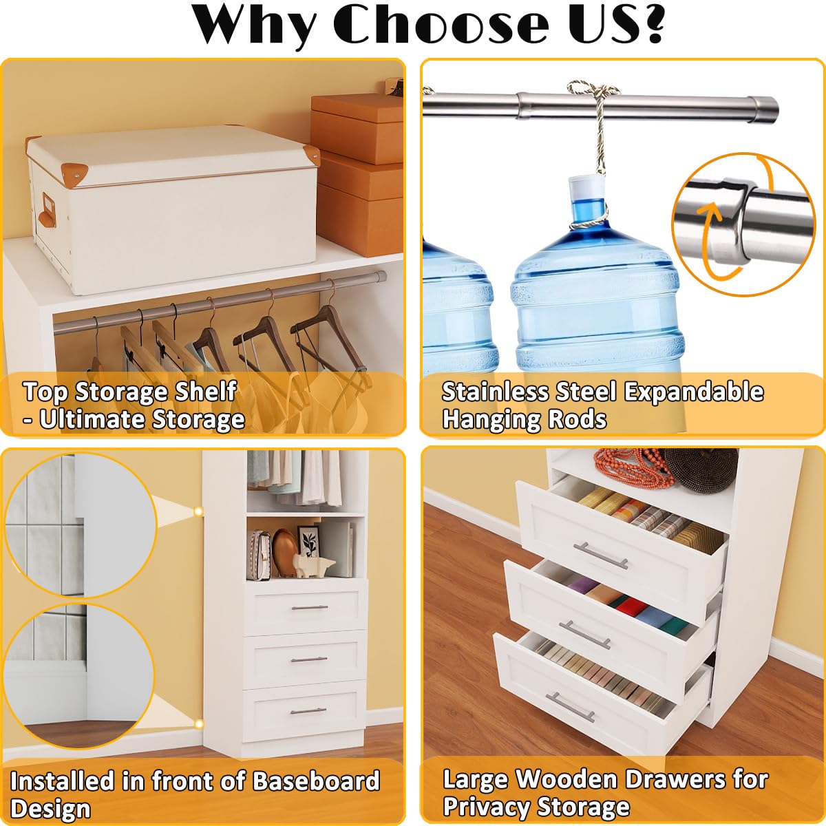 Closet System with 3 Drawers