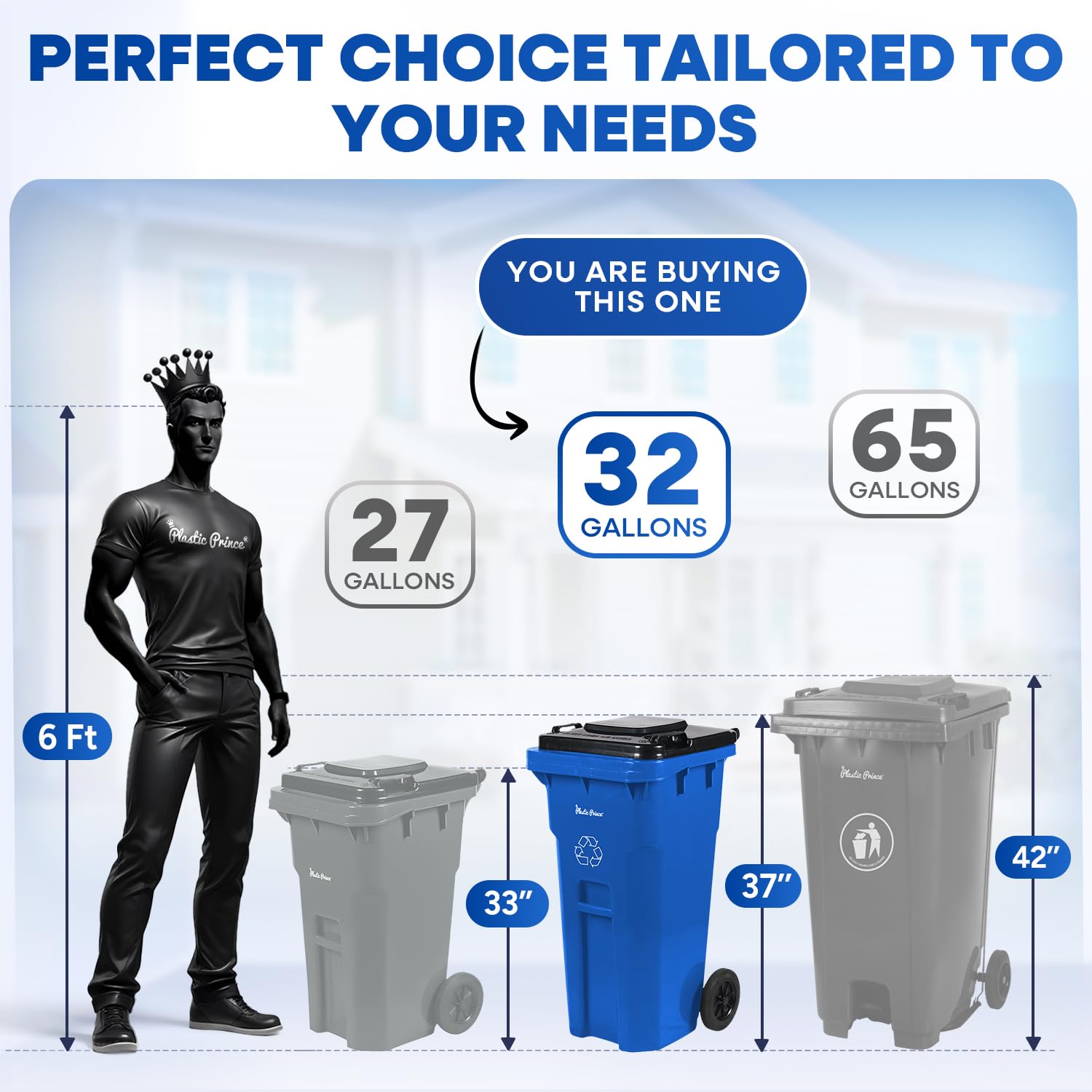 32 Gallon Trash Can Outdoor Recycling Bin with Lid and Wheels Heavy Duty Rolling Garbage Can with Lid Blue Recycle Trash Can with Wheels for Warehouse Hospital Restaurant Office
