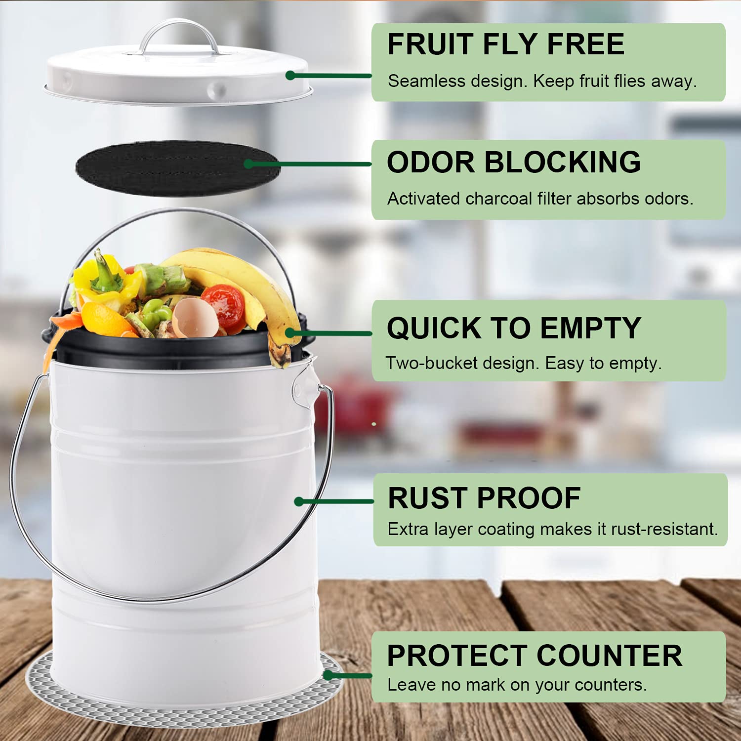 Compost Bin for Kitchen Counter