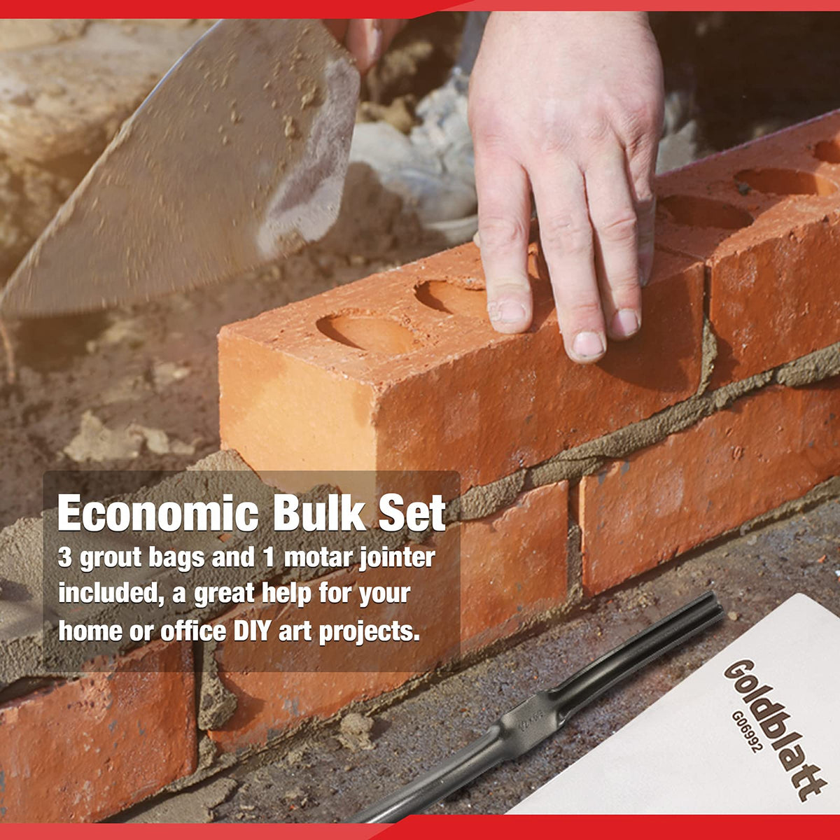 4 Pieces Masonry Grout Mortar Bag Set with Brick Jointer for Tile