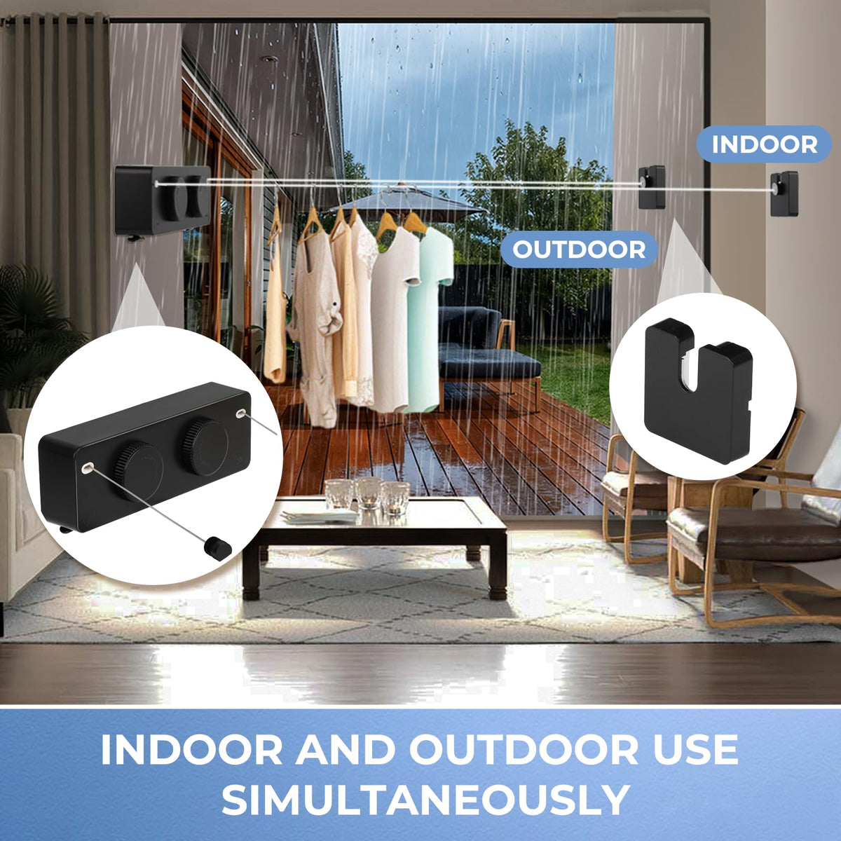 Retractable Clothesline Indoor Outside Heavy (13.8 Foot)