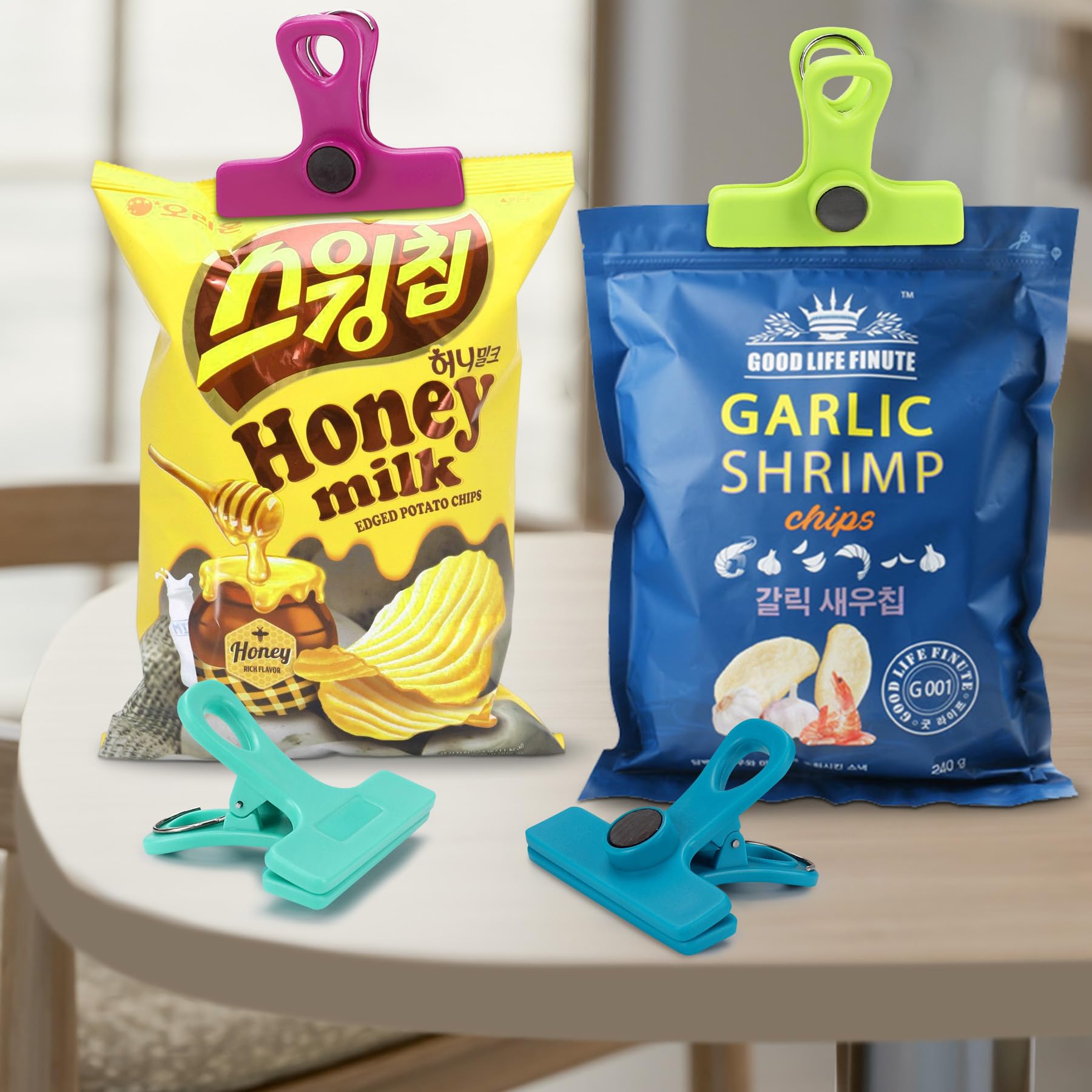 Chip Clips Magnetic Bag Clips with Air Tight Seal for Food Storage (8 Count)