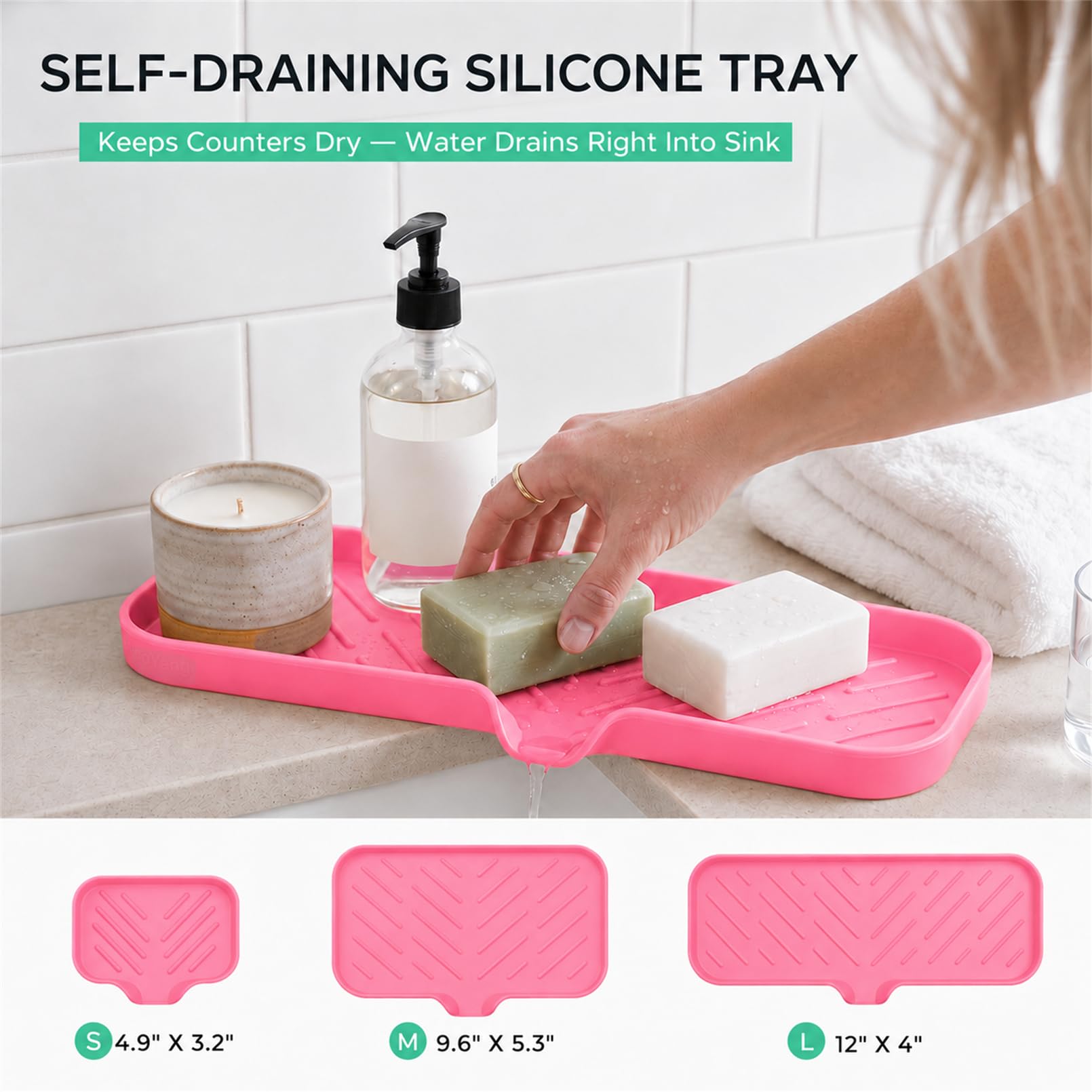 Silicone Soap Dish with Drain Spout