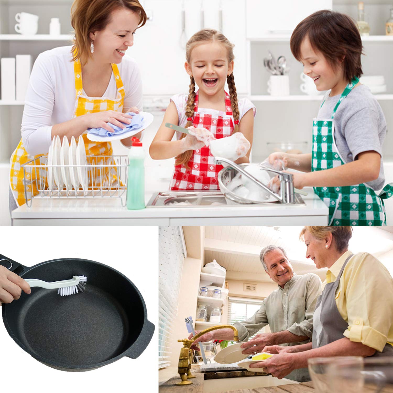 Cleaning Brushes Dish Brush Kitchen Washing Brush Set Shoe Brush Scrub Brush Home Household Cleaner Kit Floor Stiff Bristles with Adhesive Hooks Pot Pan Edge Corners Tile Lines Brush