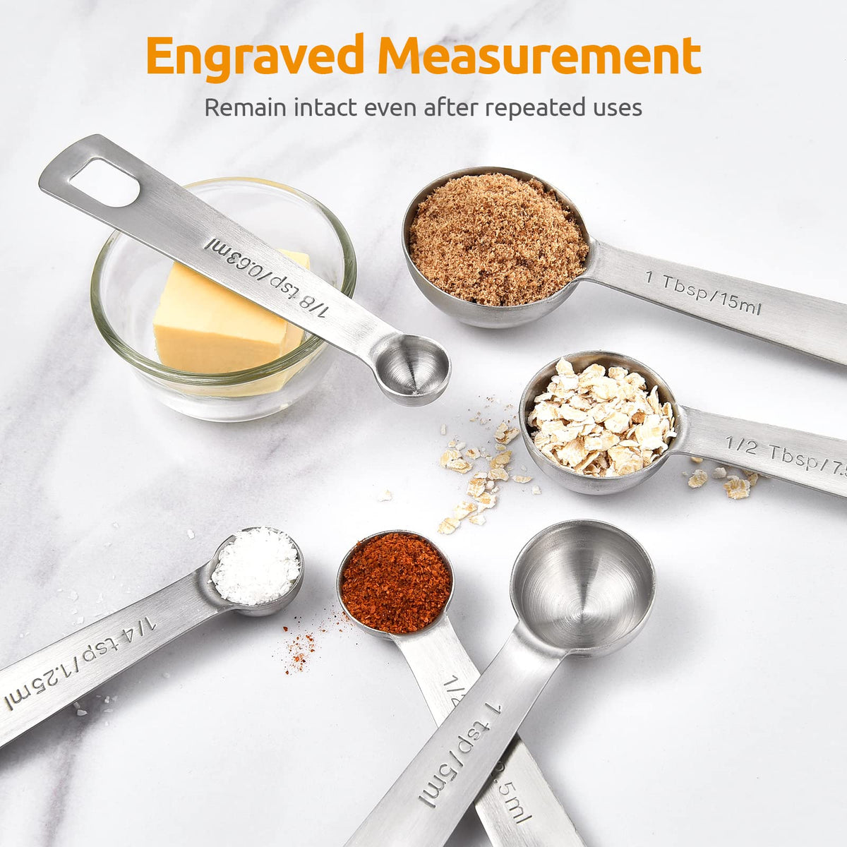 18 8 Stainless Steel Measuring Spoons Set of 8