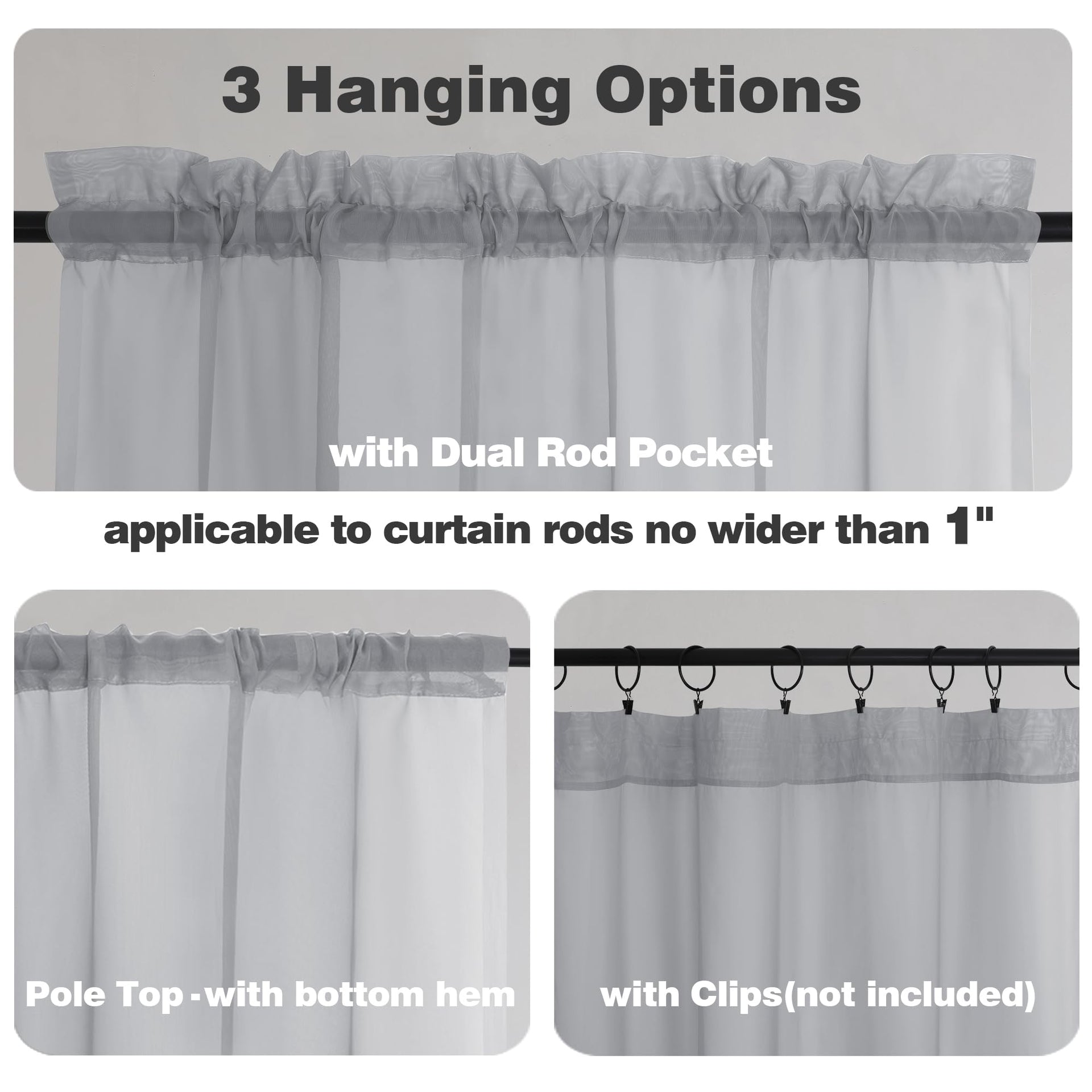 Light Grey Sheer Curtains 84 Inches Long (2 Count)