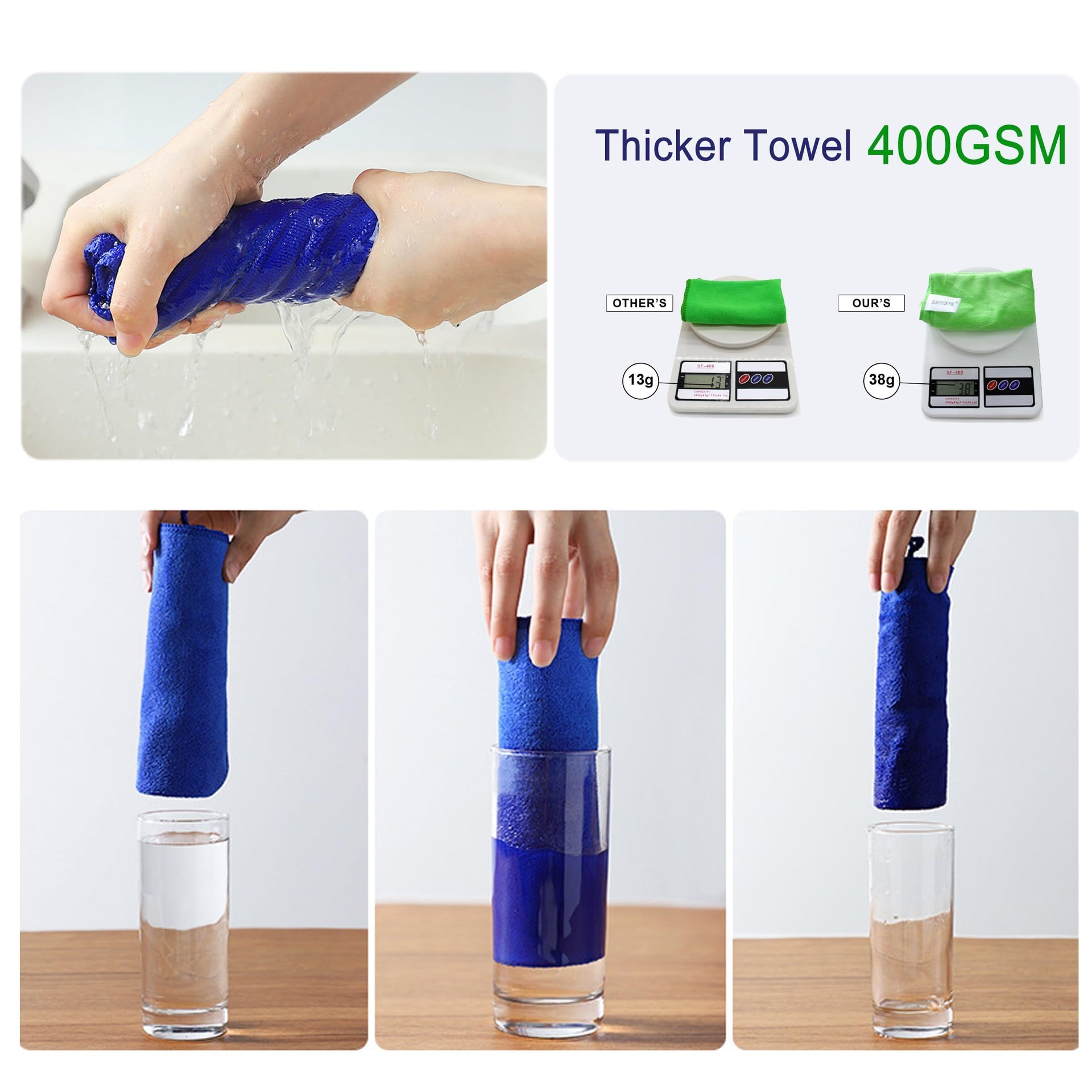 400 GSM Microfiber Cleaning Cloths (8 Count)