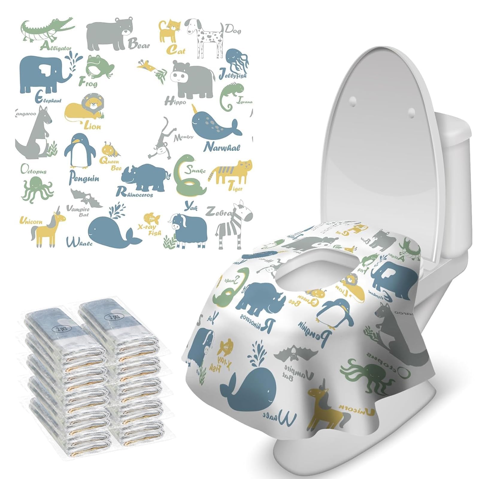 20 Pcs Toilet Seat Covers Disposable for Toddlers & Adults (20 Count)