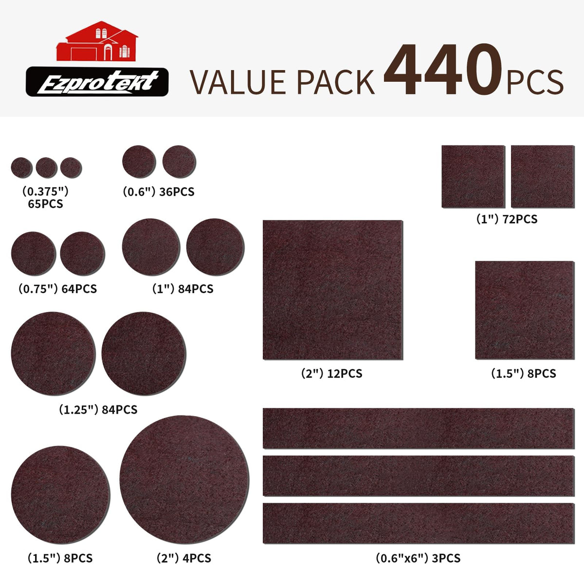 440Pcs Felt Chair Leg Pads Floor Protectors for Hardwoods Floors (440 Count)